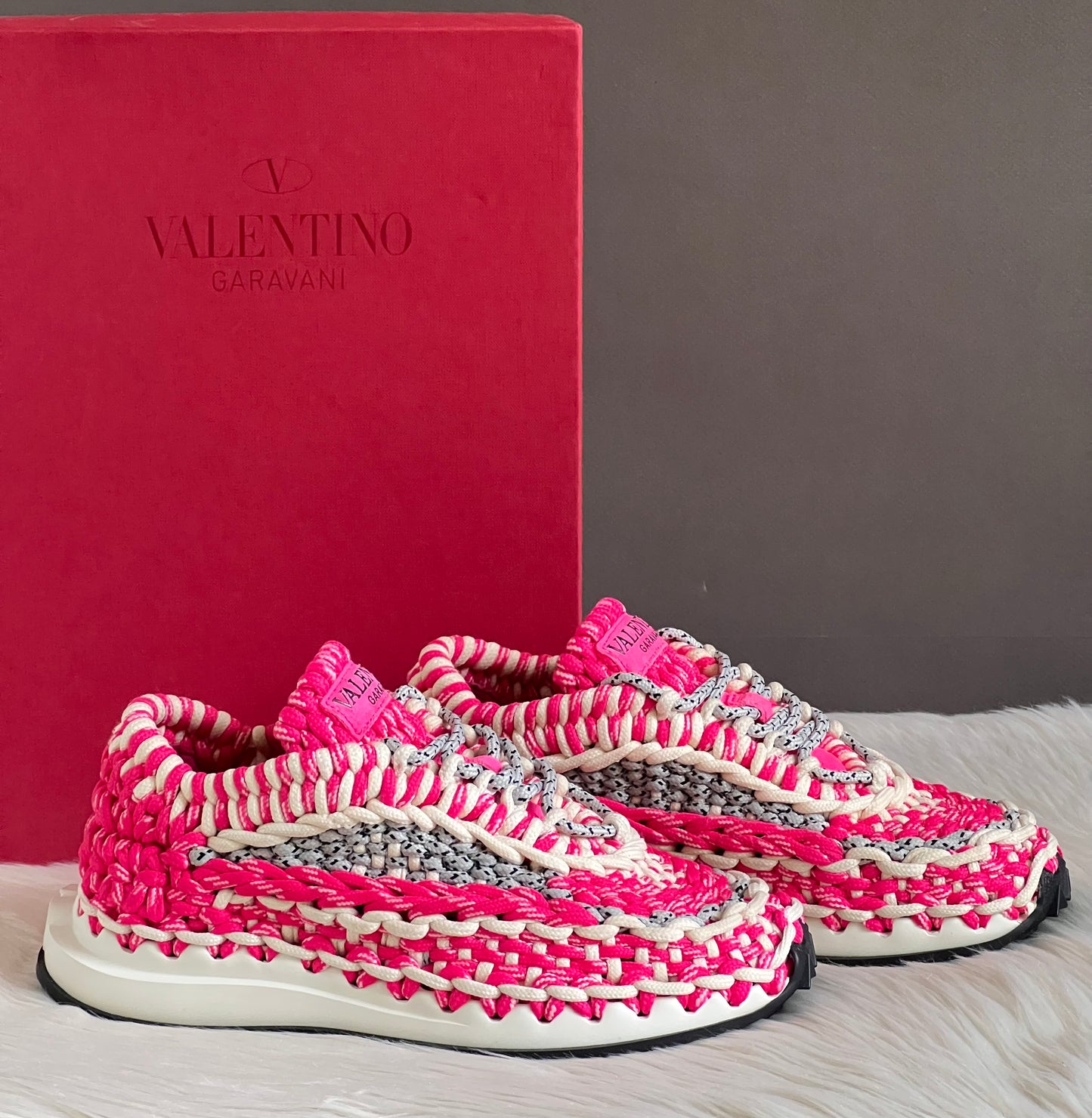 Valentino Garavani Knotted Macrame Crochet Sneakers