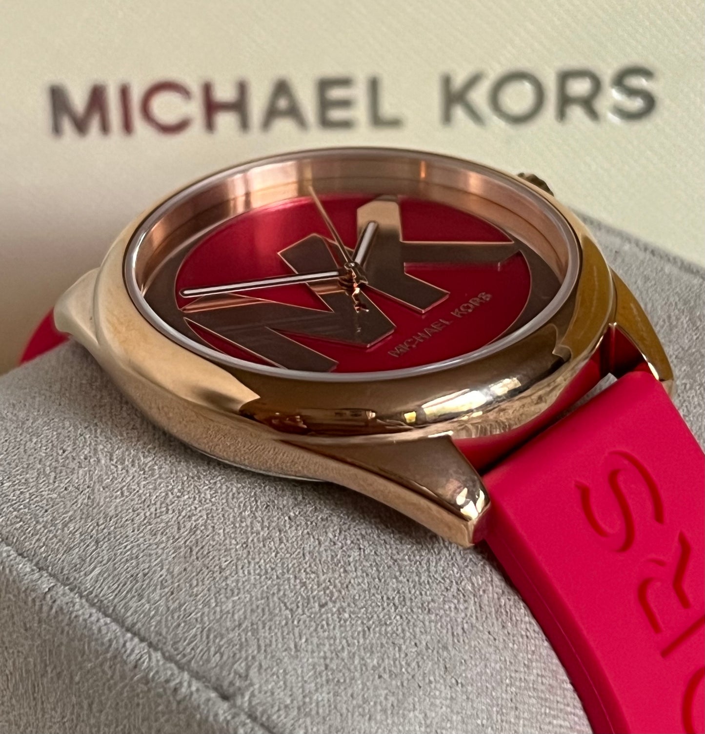 Michael Kors Women’s Janelle Three-Hand Pink Silicone Watch