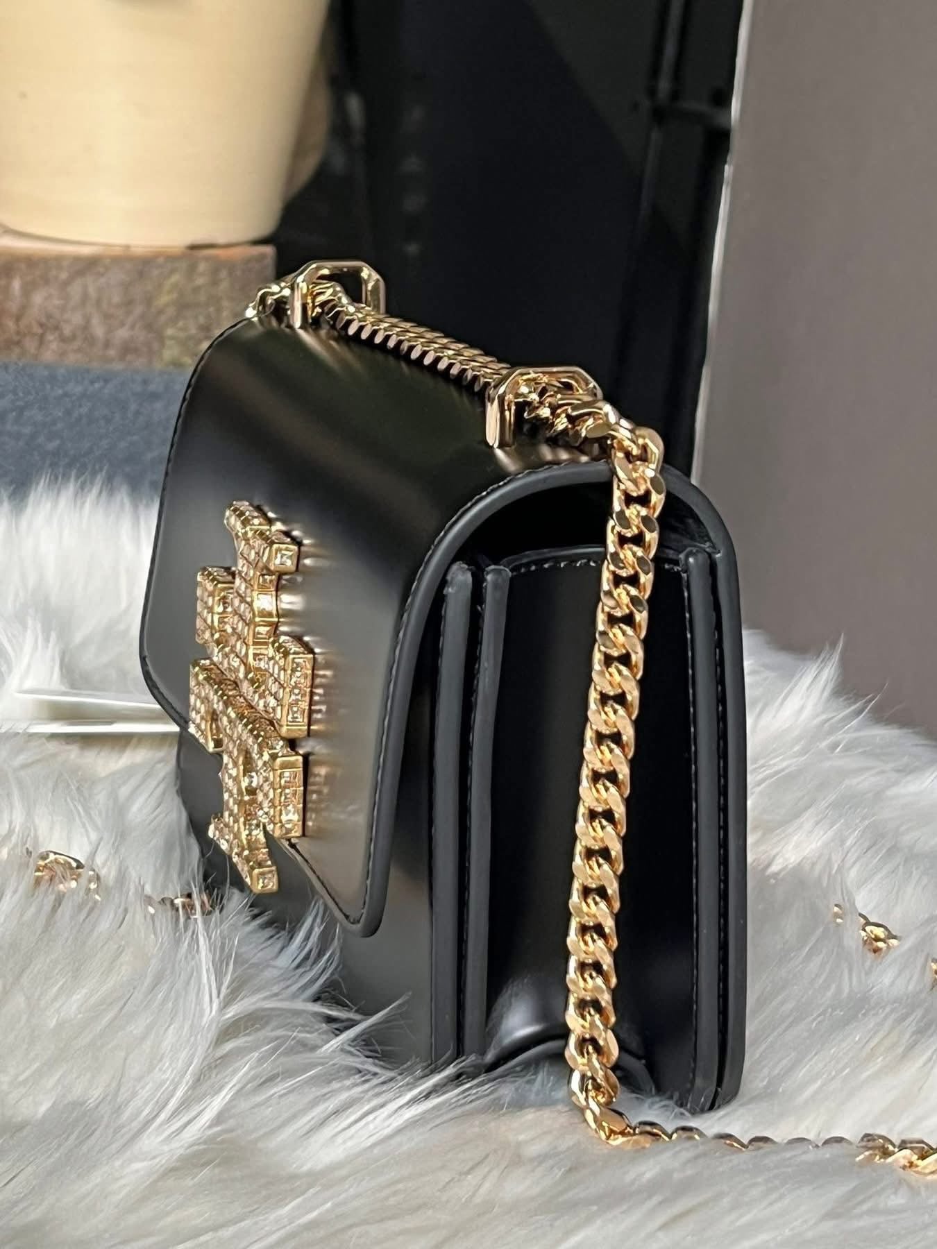 Tory Burch Eleanor Pave Spazzolato Small Convertible Shoulder Bag