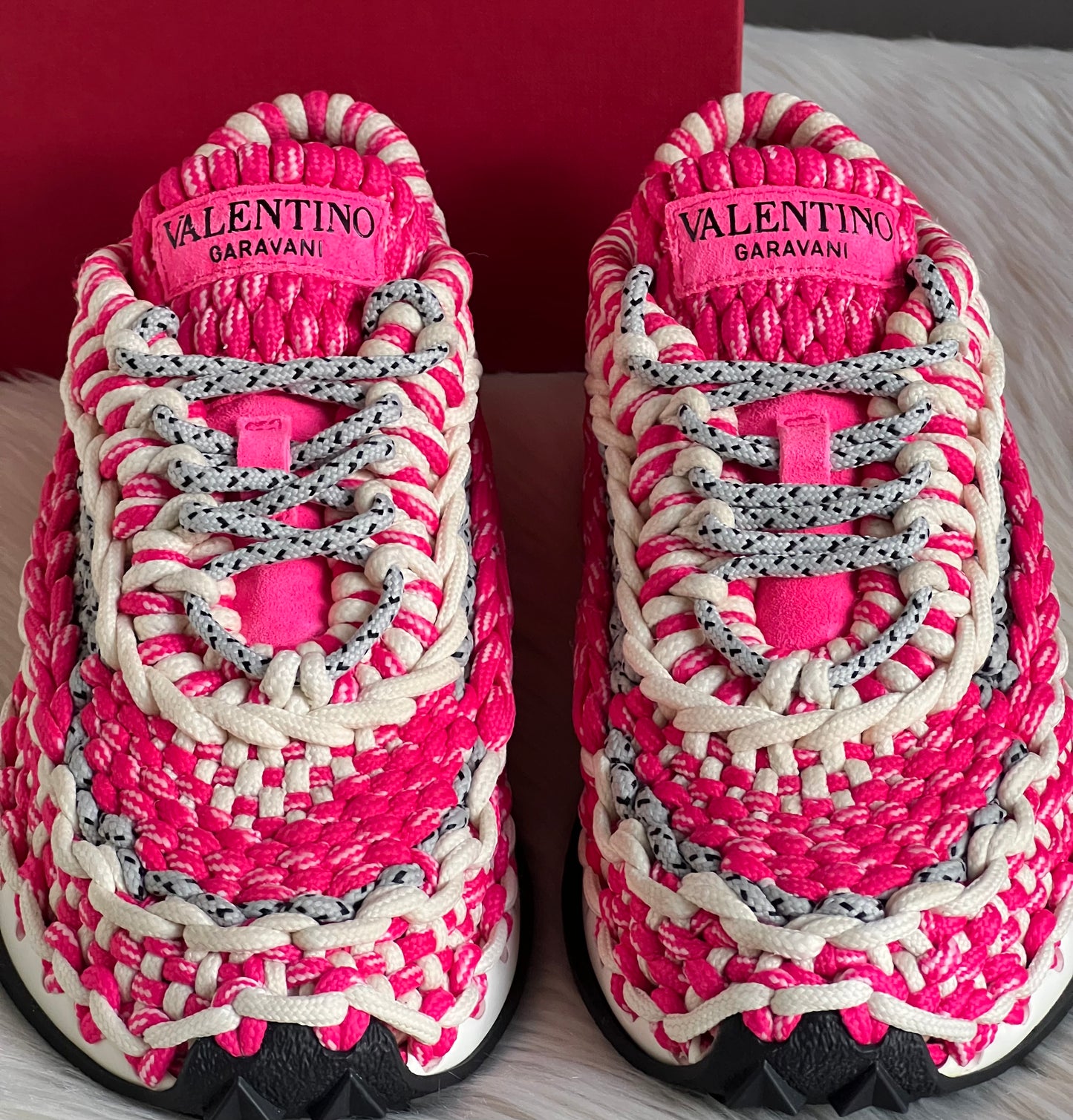 Valentino Garavani Knotted Macrame Crochet Sneakers