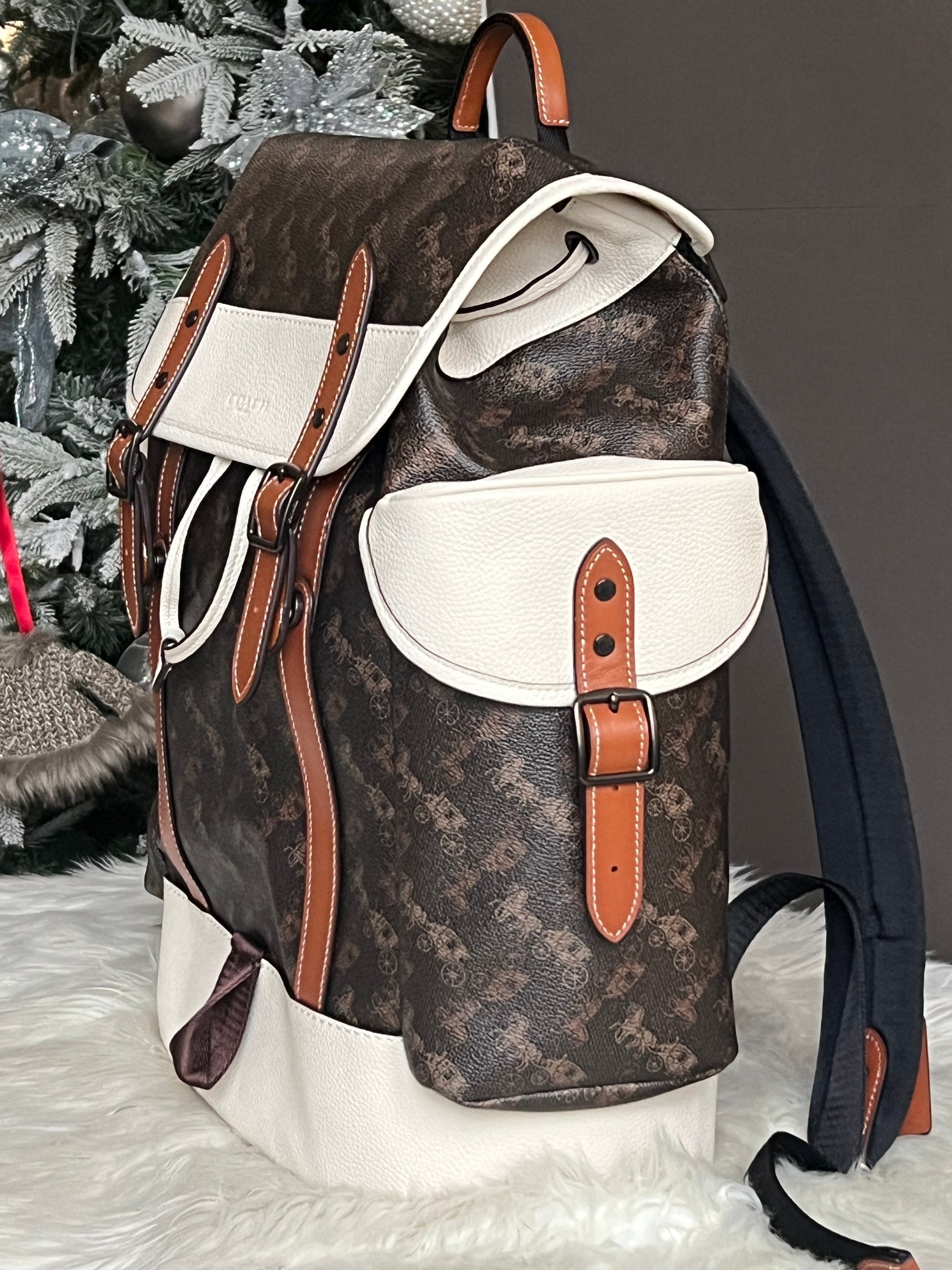 coach horse and carriage imprenited on backpack Coach Hitch Backpack with Horse and Carriage Print – Club de Mode