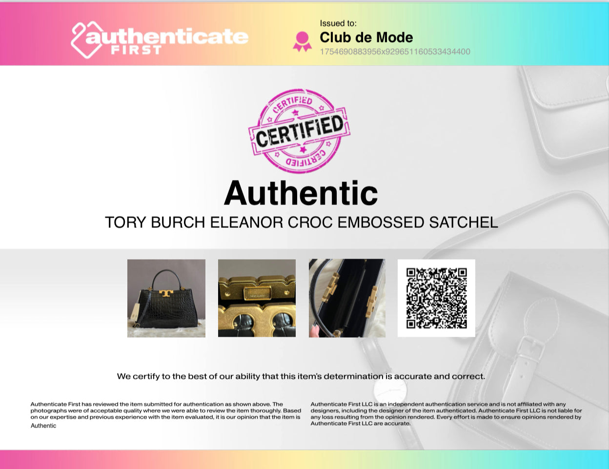 Tory Burch Eleanor Croc Embossed Satchel