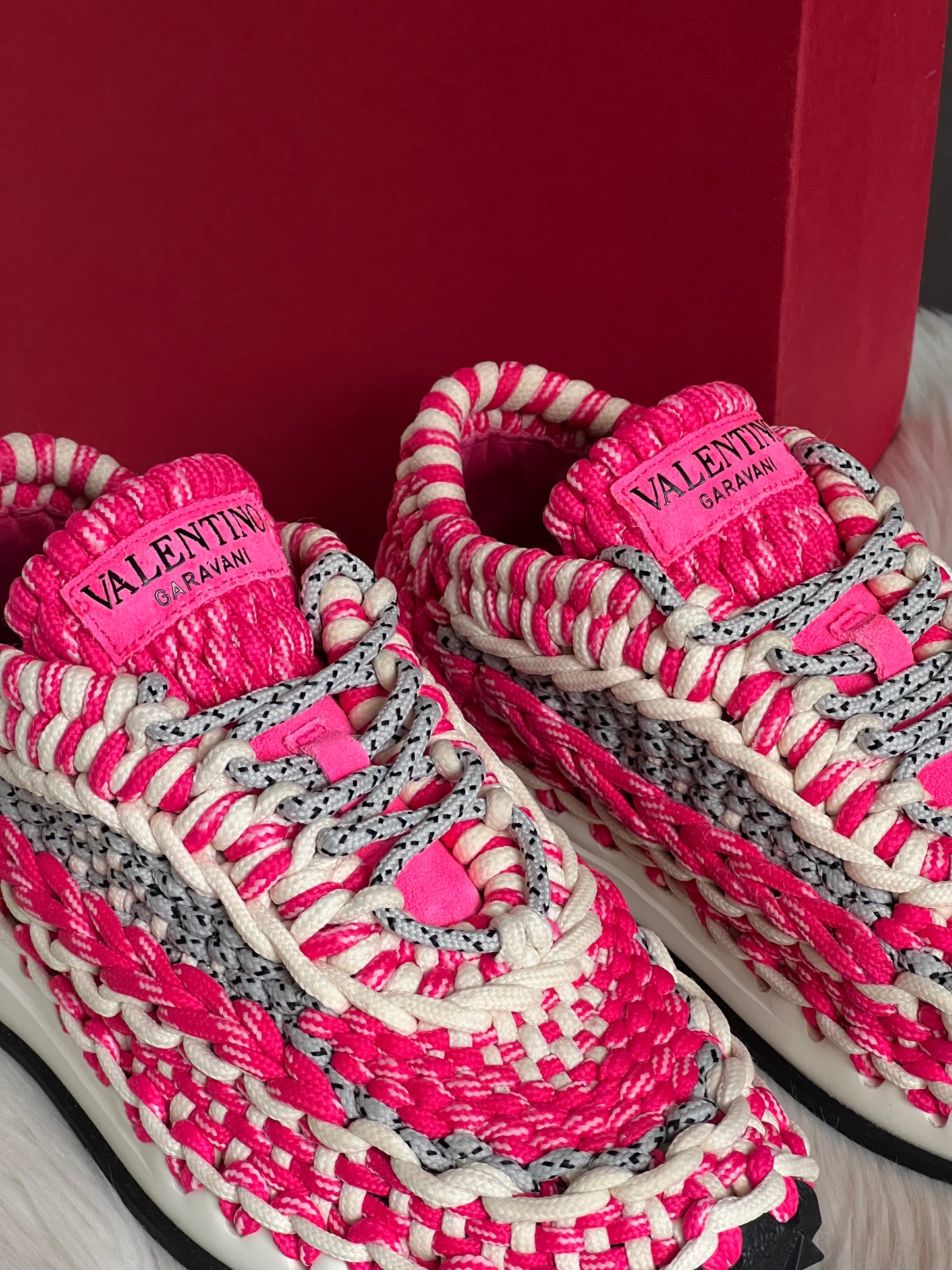 Valentino Garavani Knotted Macrame Crochet Sneakers