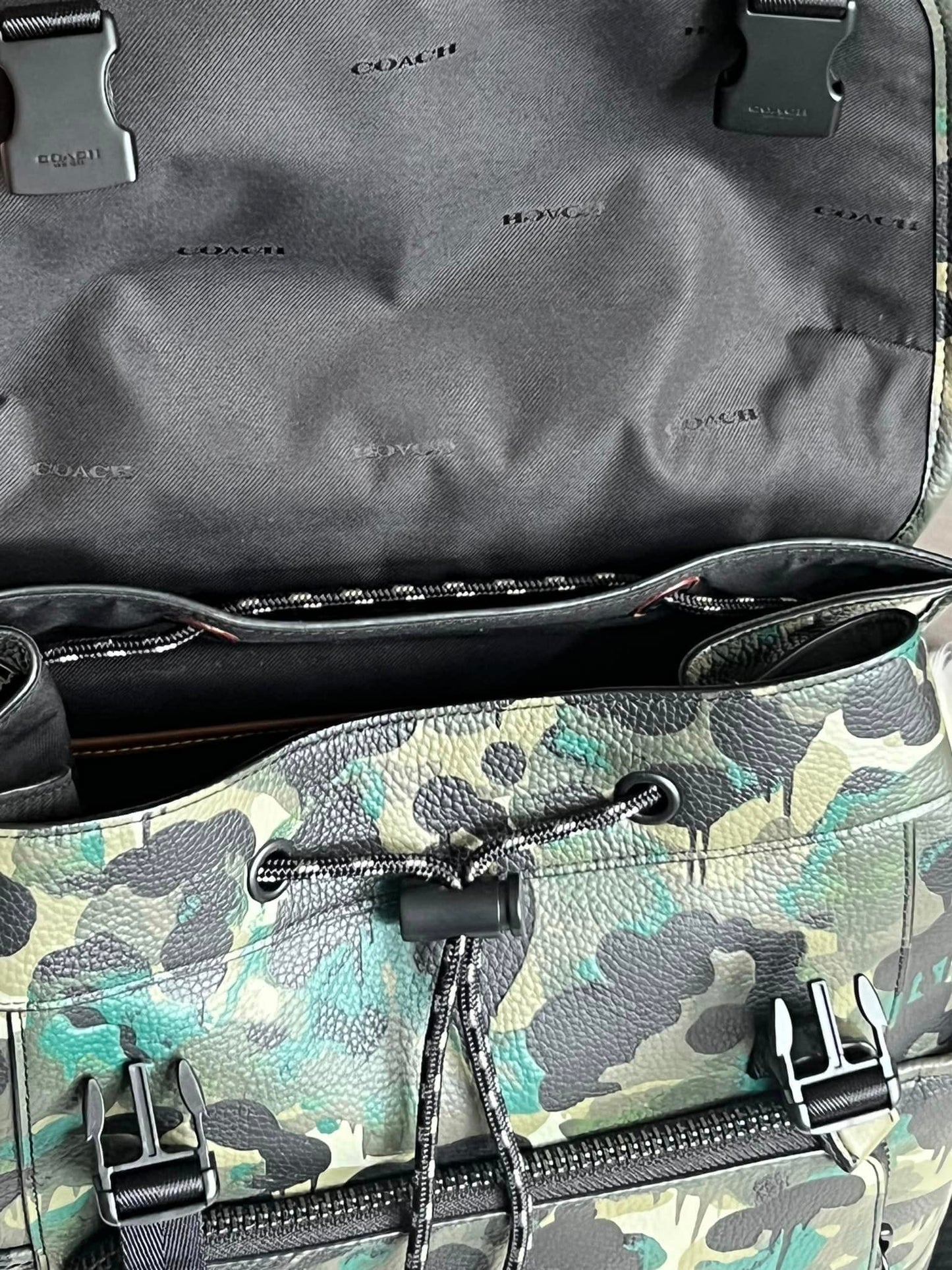 Coach League Flap Backpack with Camo Print