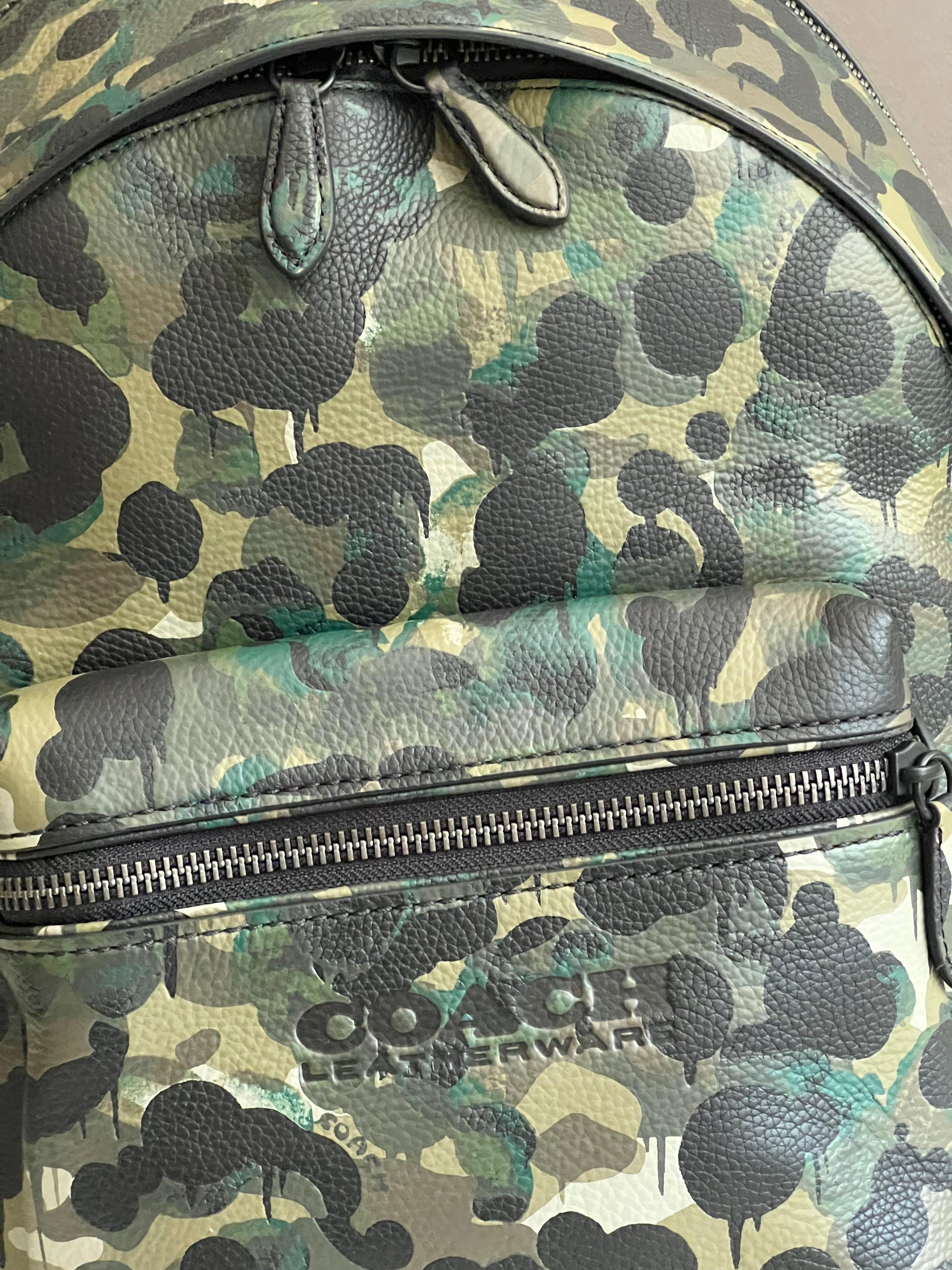 Coach camo backpack women's hotsell