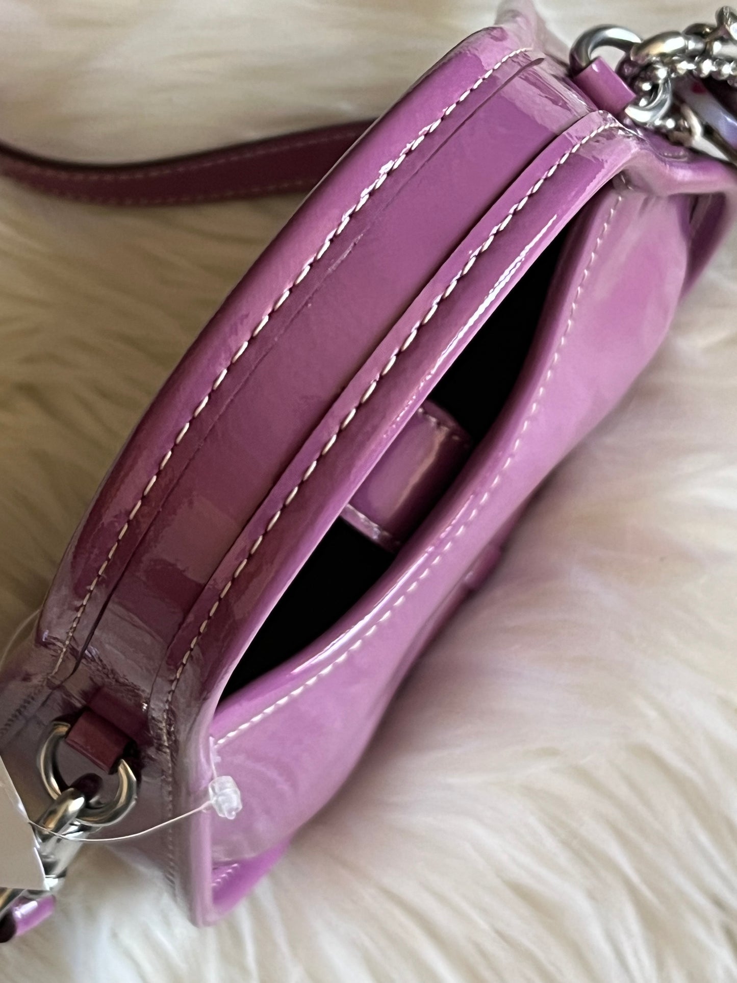 Coach Mini Ergo Bag with Crossbody Strap in Crinkled Patent Leather