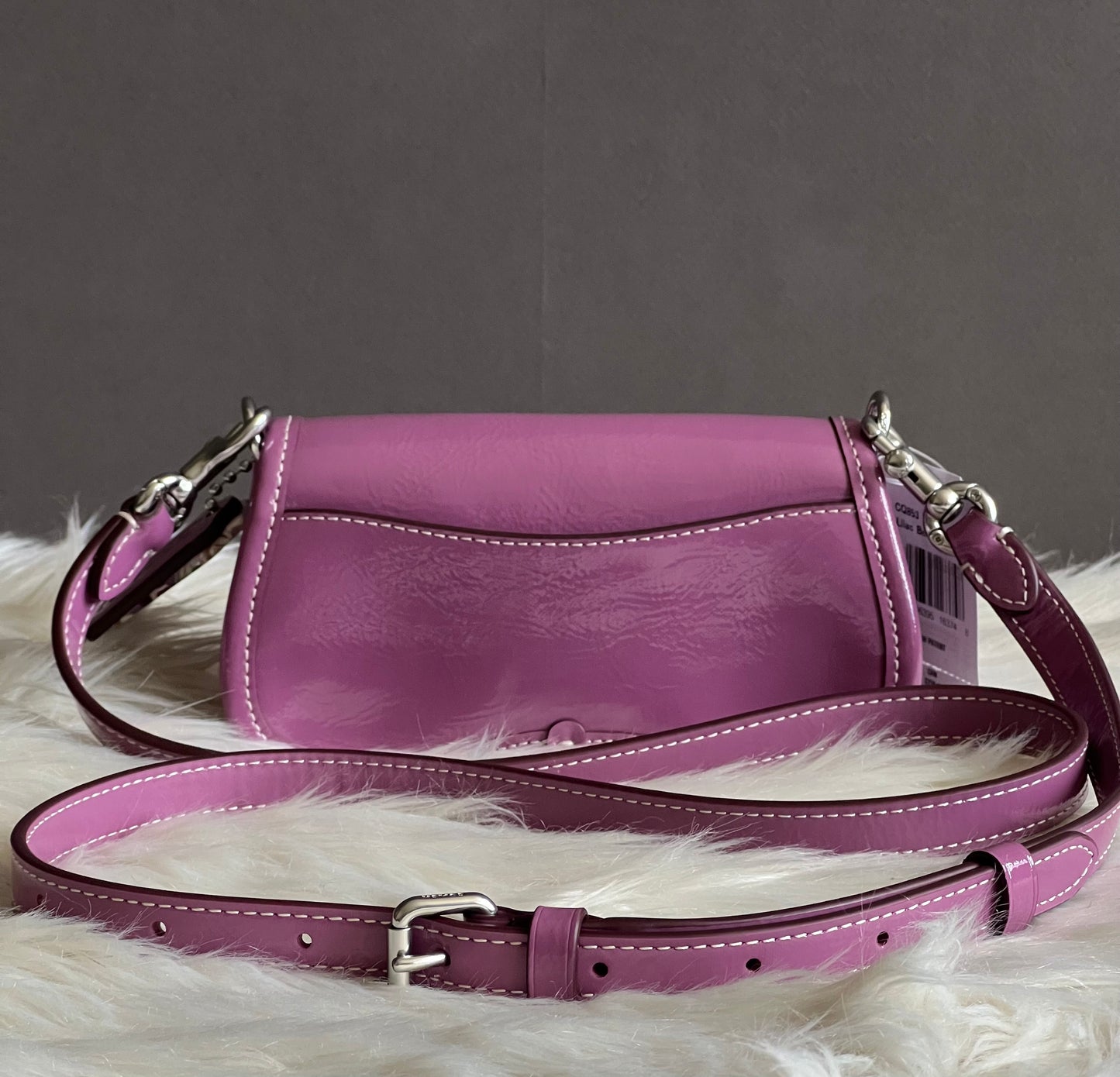 Coach Mini Wavy Dinky Bag with Crossbody Strap in Crinkled Patent Coachtopia Leather