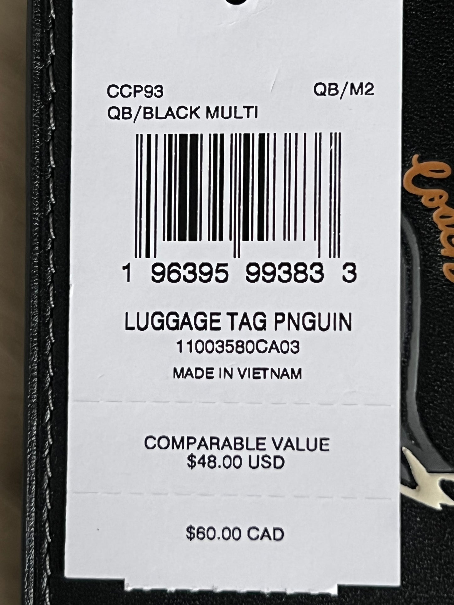 Coach Penguin Luggage Tag