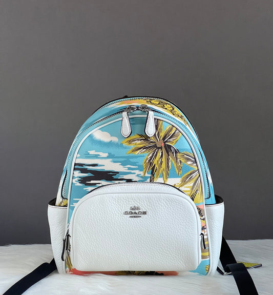 Coach Mini Court Backpack With Hawaiian Print