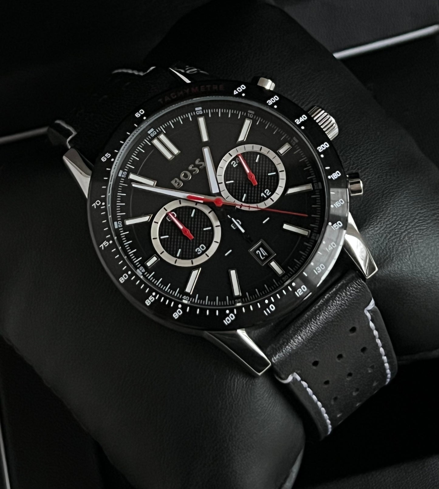 Hugo Boss Men’s Allure Chronograph Leather Strap Watch