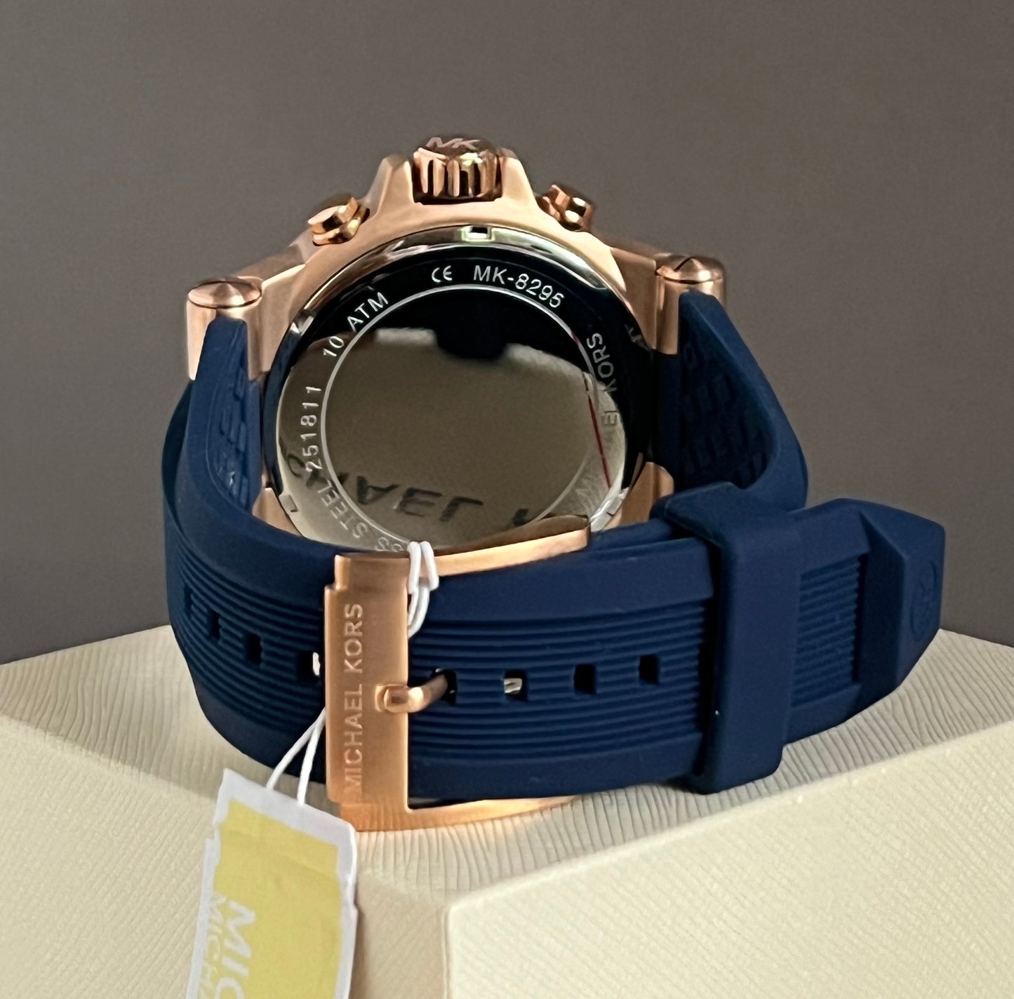 Michael Kors Men’s Dylan Rose Gold-Tone with Navy Silicone Strap