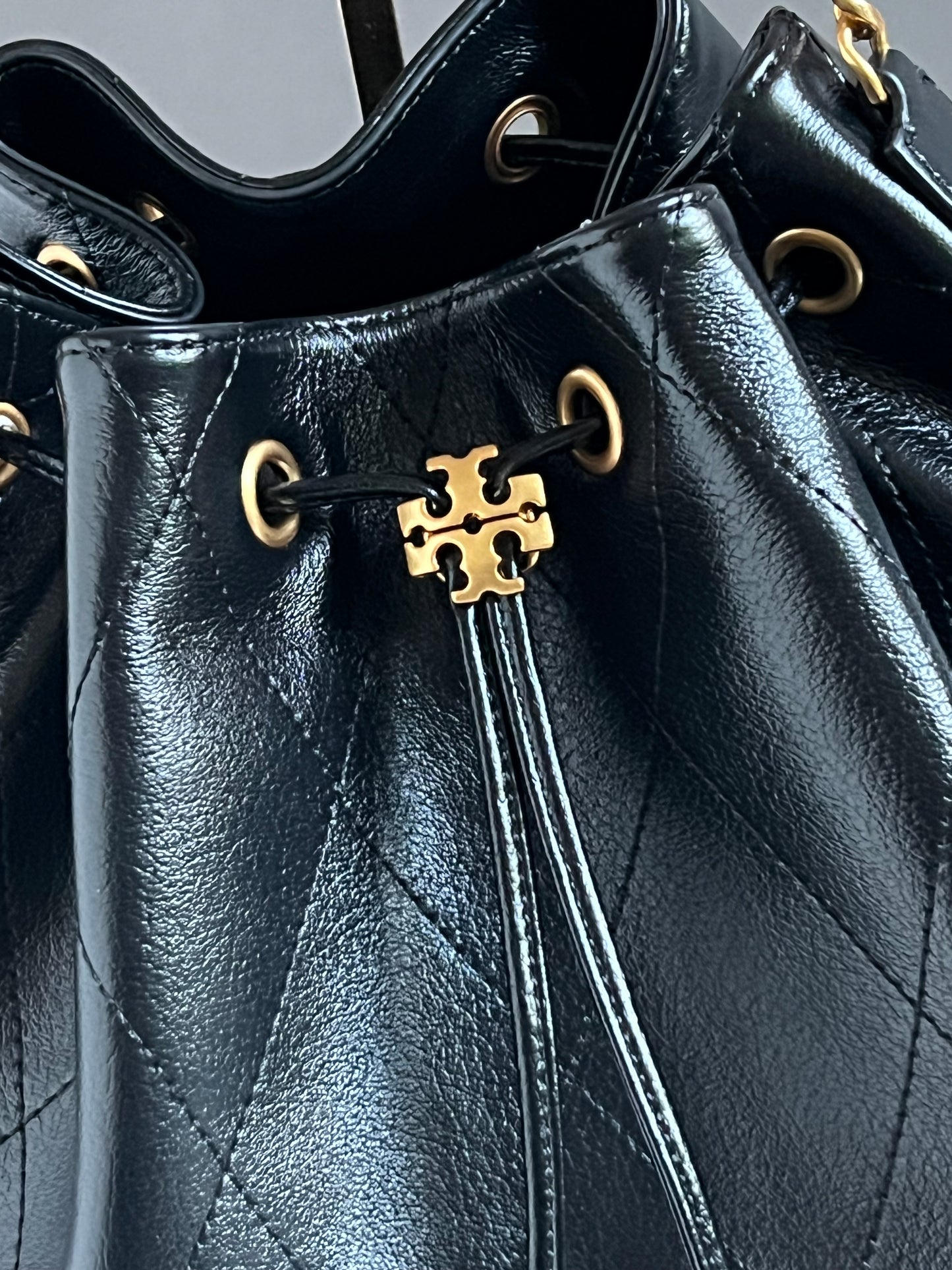 Tory Burch Charlie Large Quilted Drawstring Shoulder Bag
