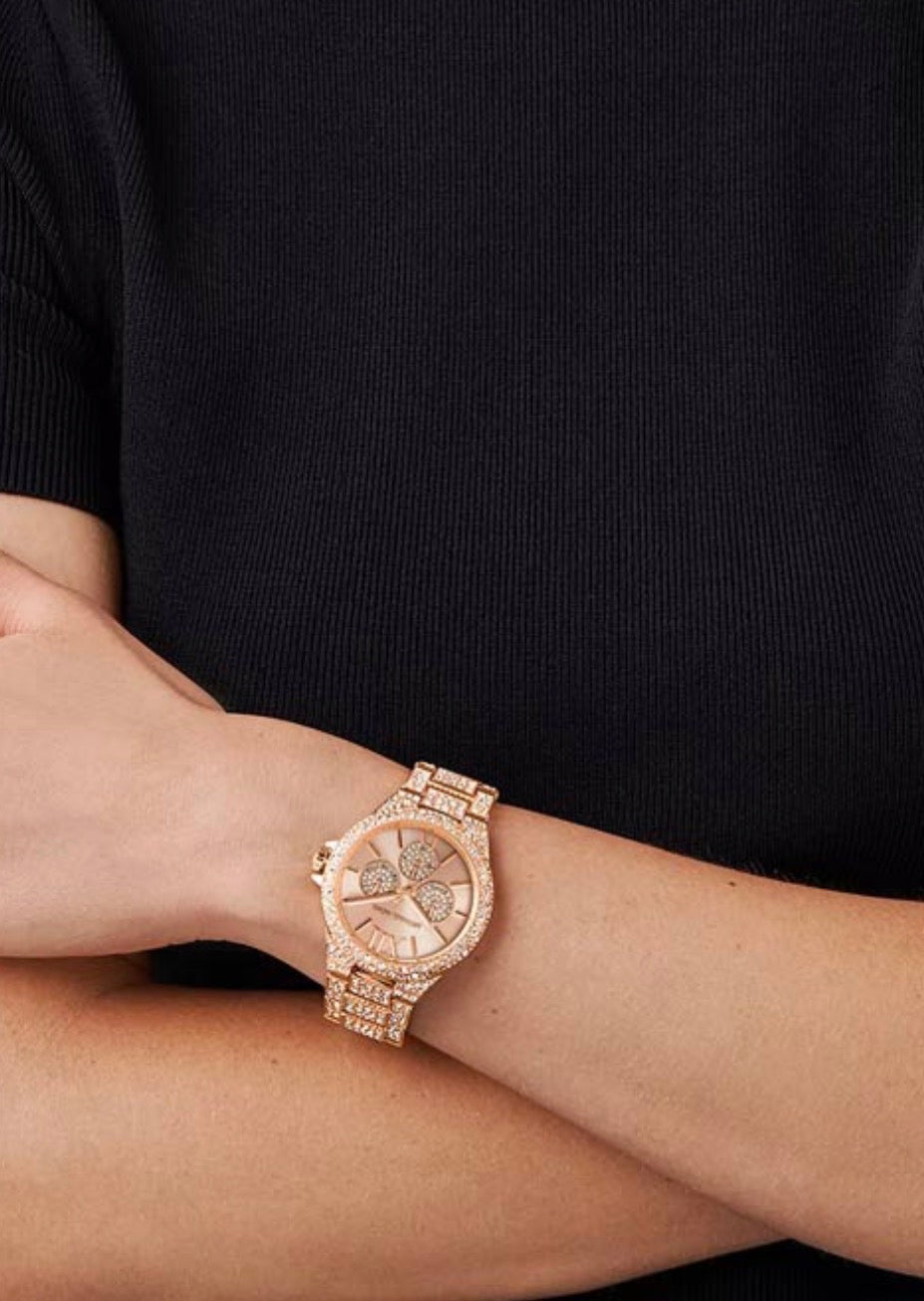 Michael Kors Oversized Camille Pavé Rose Gold-Tone Watch