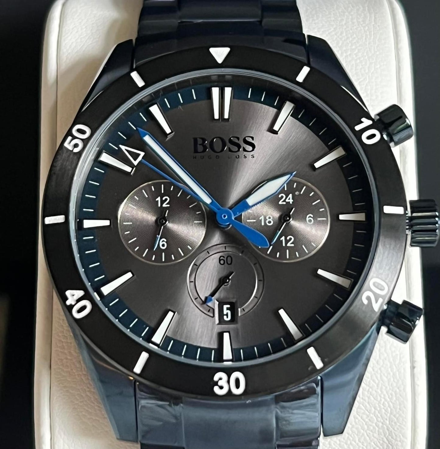 Hugo Boss Men’s Santiago Blue Stainless Steel Watch