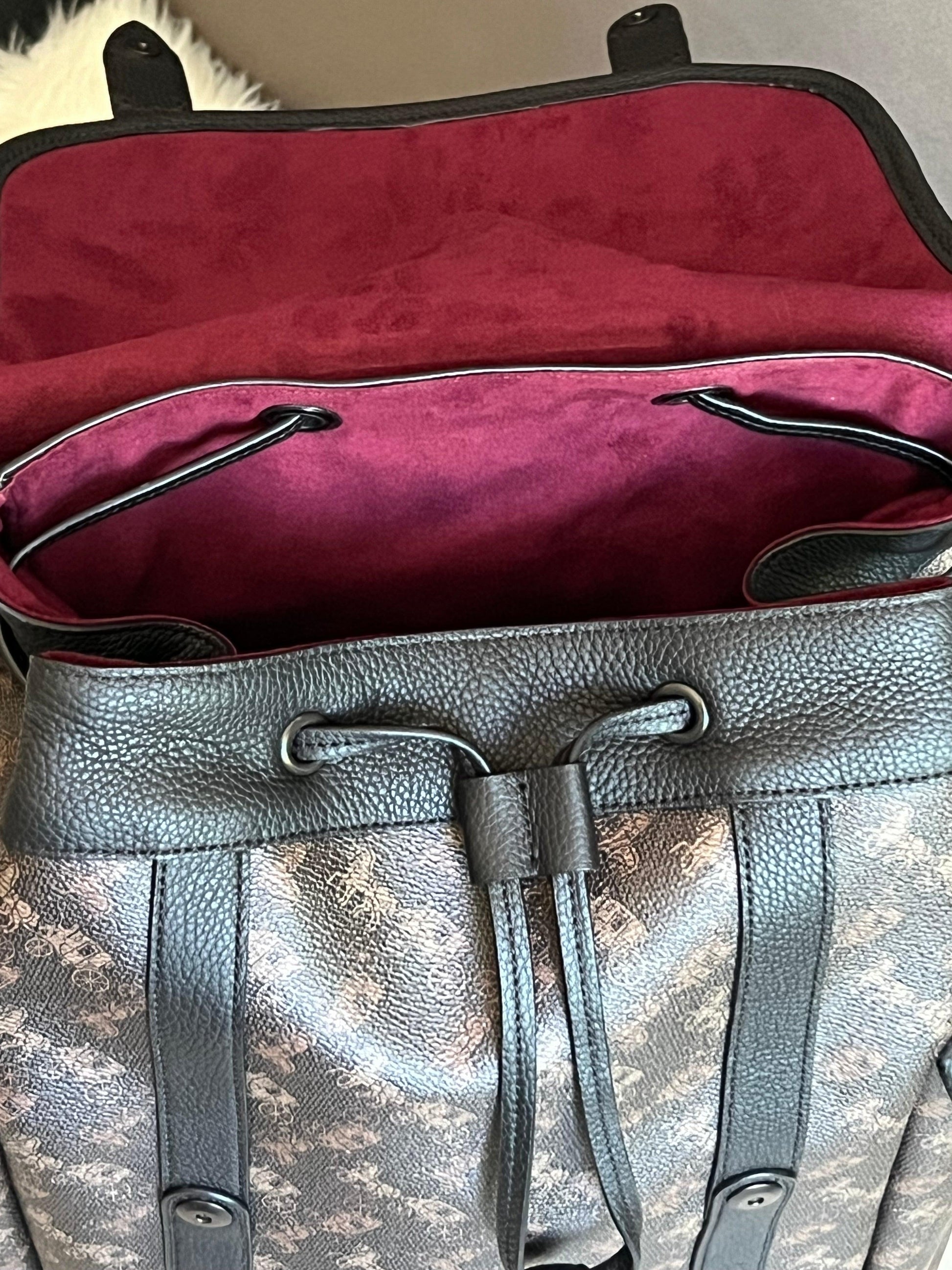 coach horse and carriage imprenited on backpack Coach Hitch Backpack with Horse and Carriage Print – Club de Mode