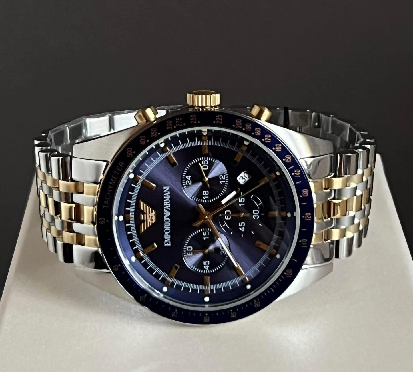 Emporio Armani Men's Tazio Chronograph Watch Two Tone