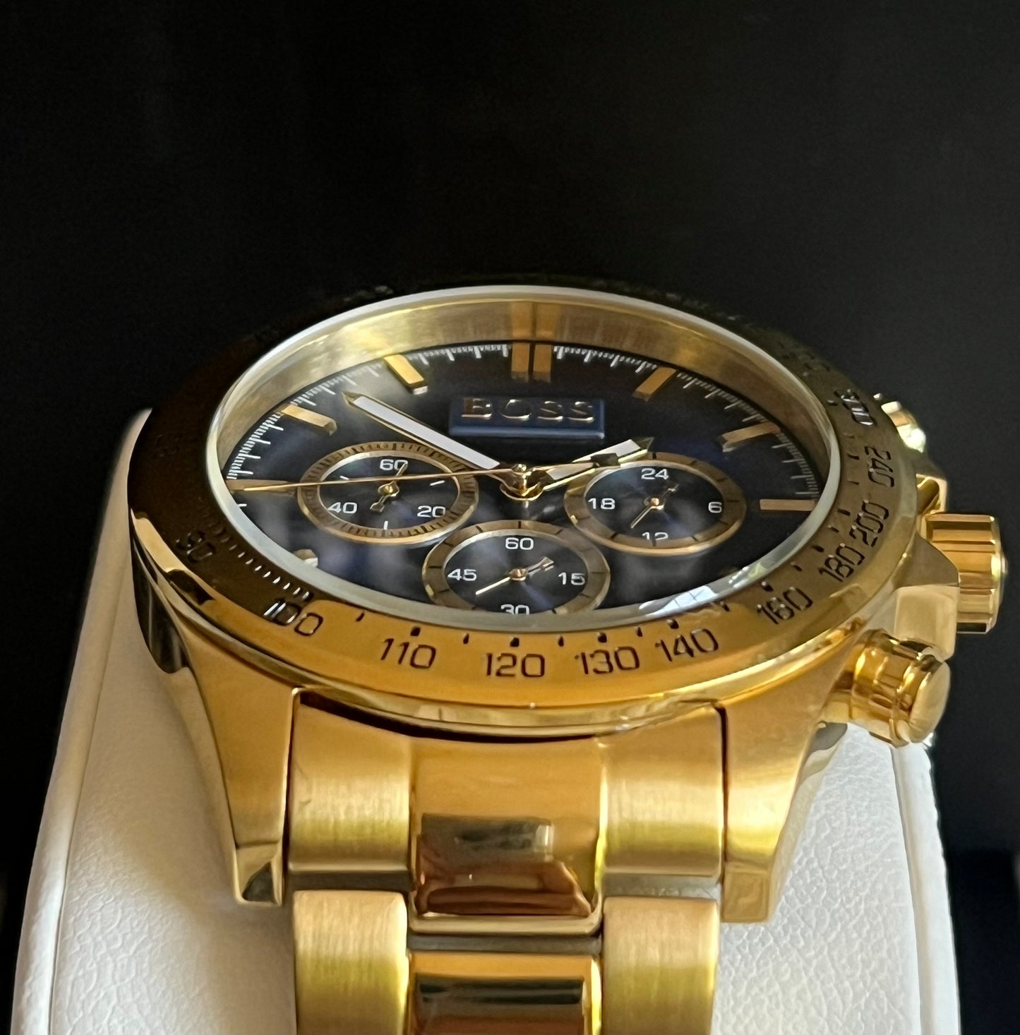 Hugo Boss Men’s Ikon Chronograph Gold-Tone Blue Dial Watch