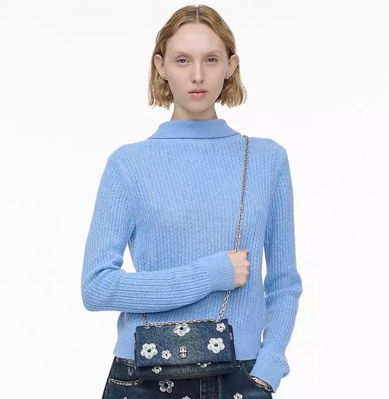 Marc Jacobs The Sequin Daisy Denim Dual Chain Mini Bag