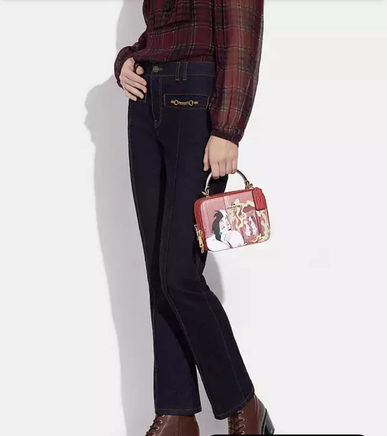 Disney X Coach Box Crossbody with Cruella Motif