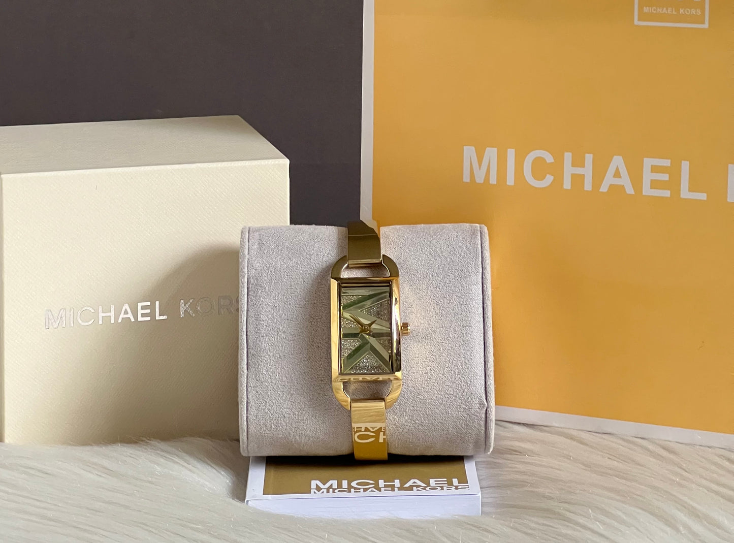 Michael Kors Women’s Mini Empire Pavé Gold-Tone Bangle Watch