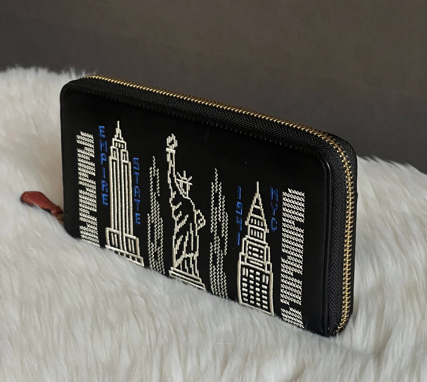 Coach Accordion Zip Wallet with Stardust City Skyline Embroidery