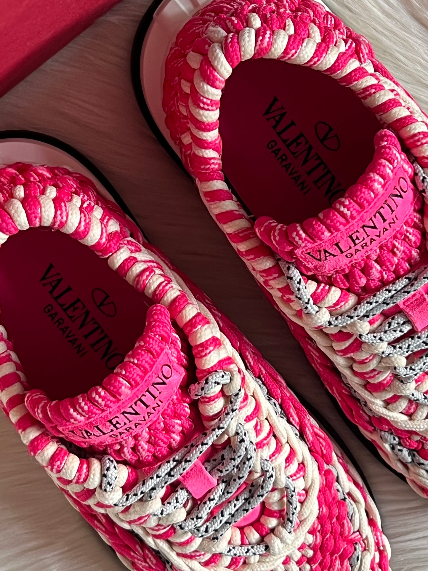 Valentino Garavani Knotted Macrame Crochet Sneakers