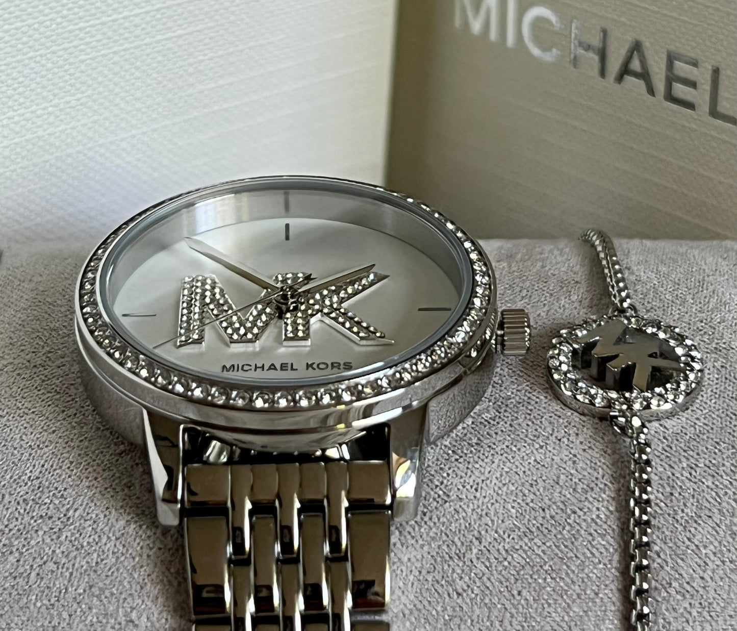 Michael Kors Women’s Three-Hand Stainless Steel Watch and Slider Bracelet Set