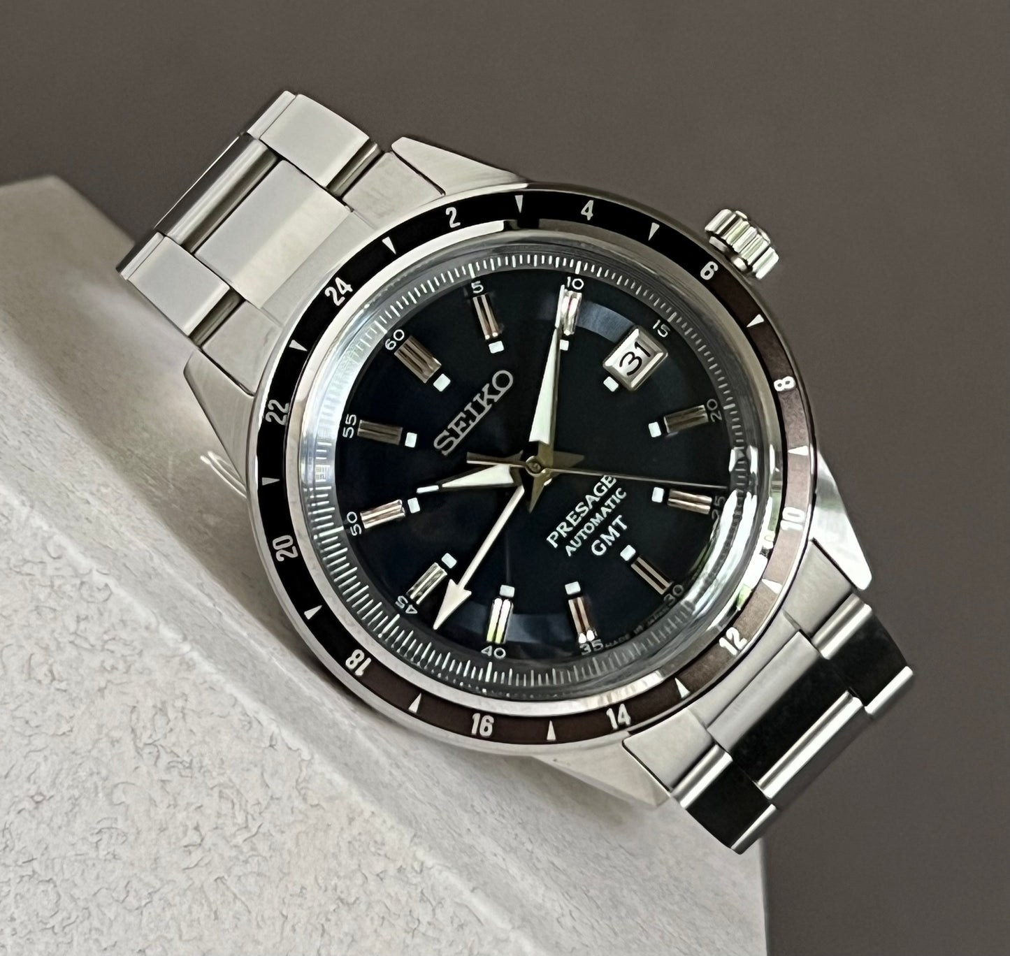 Seiko Men’s Presage Automatic GMT Watch