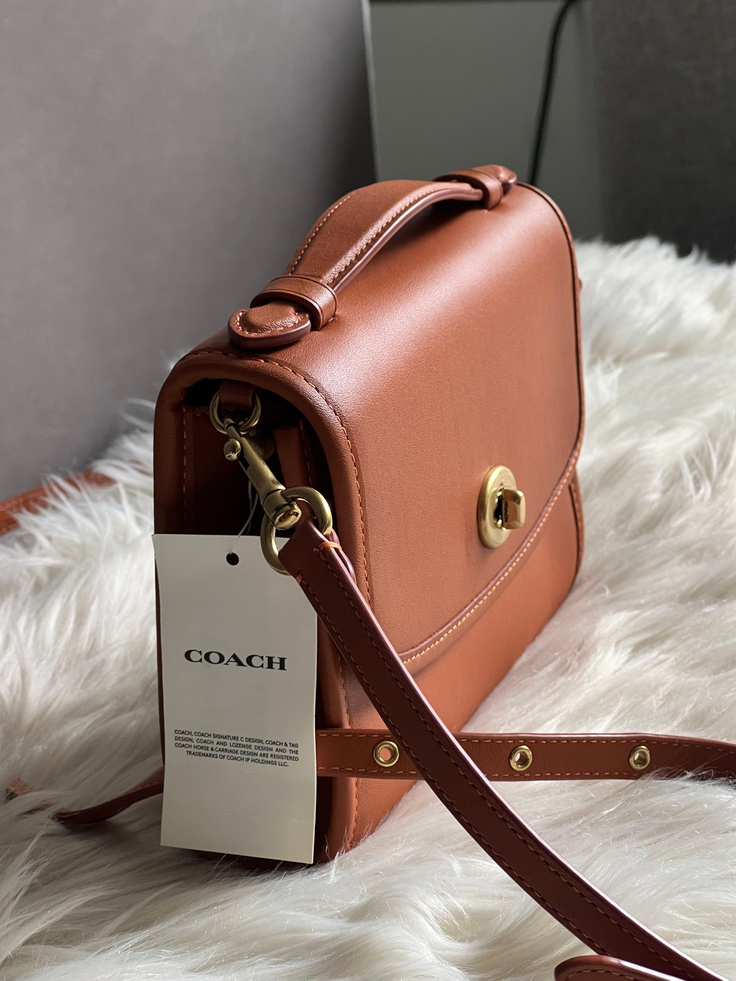 Coach Kip Turnlock outlet Crossbody Bag in Brass/Canyon Glovetanned Leather