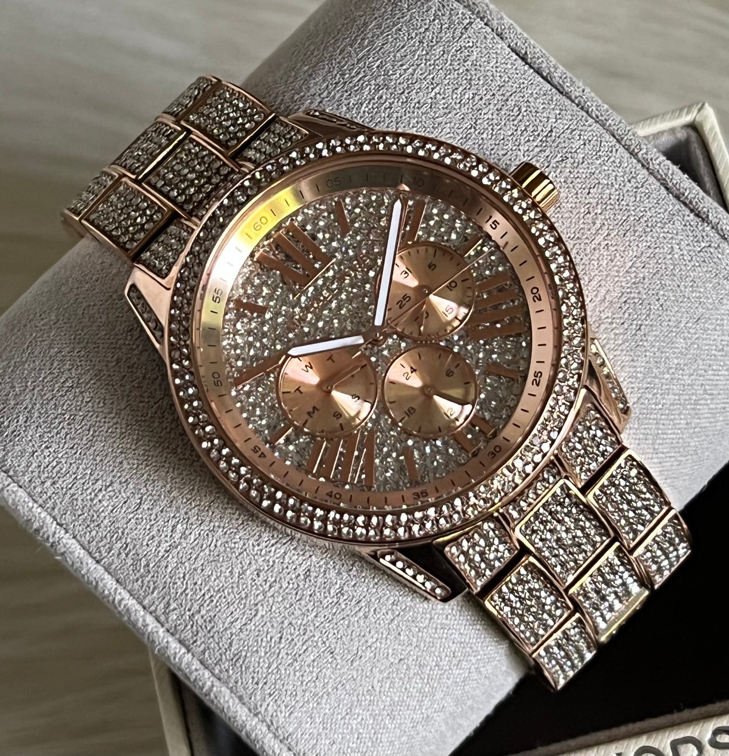 Michael Kors Bradshaw Rose Gold Pave Glitz Crystal Watch