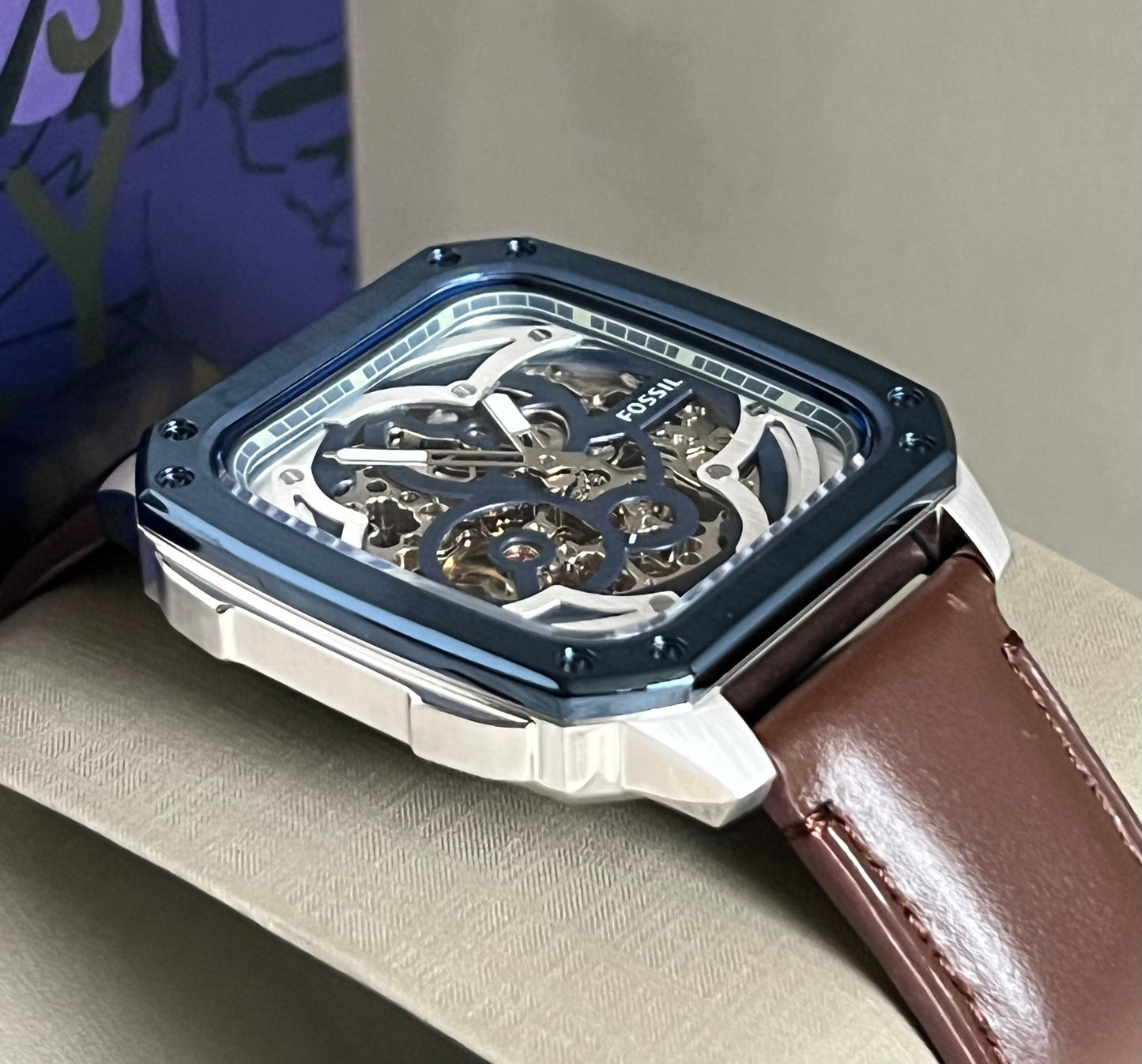 Fossil Men’s Inscription Automatic Leather Strap Watch