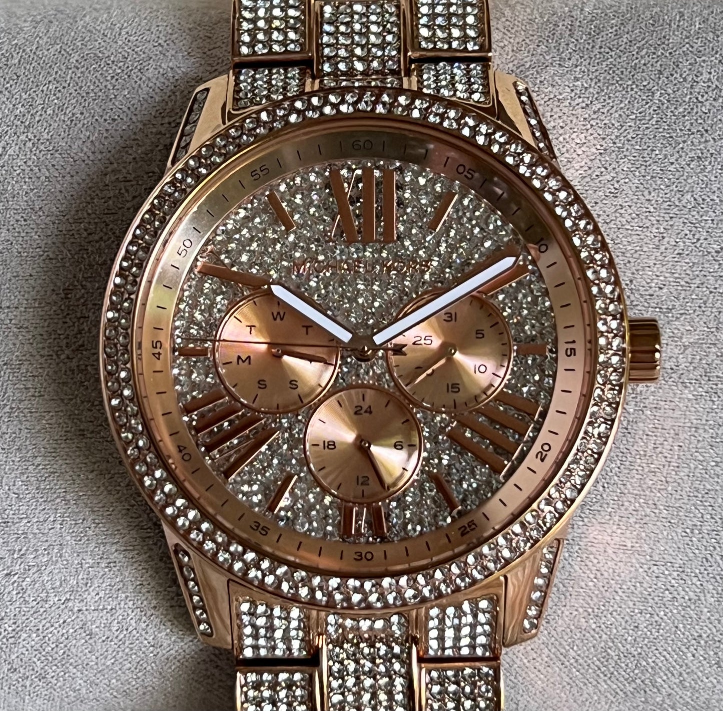 Michael Kors Bradshaw Rose Gold Pave Glitz Crystal Watch
