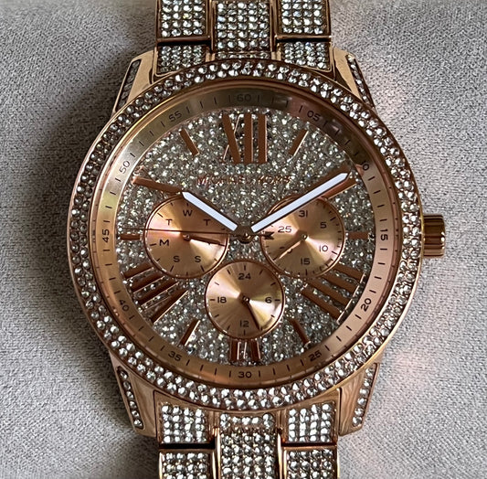 Michael Kors Bradshaw Rose Gold Pave Glitz Crystal Watch
