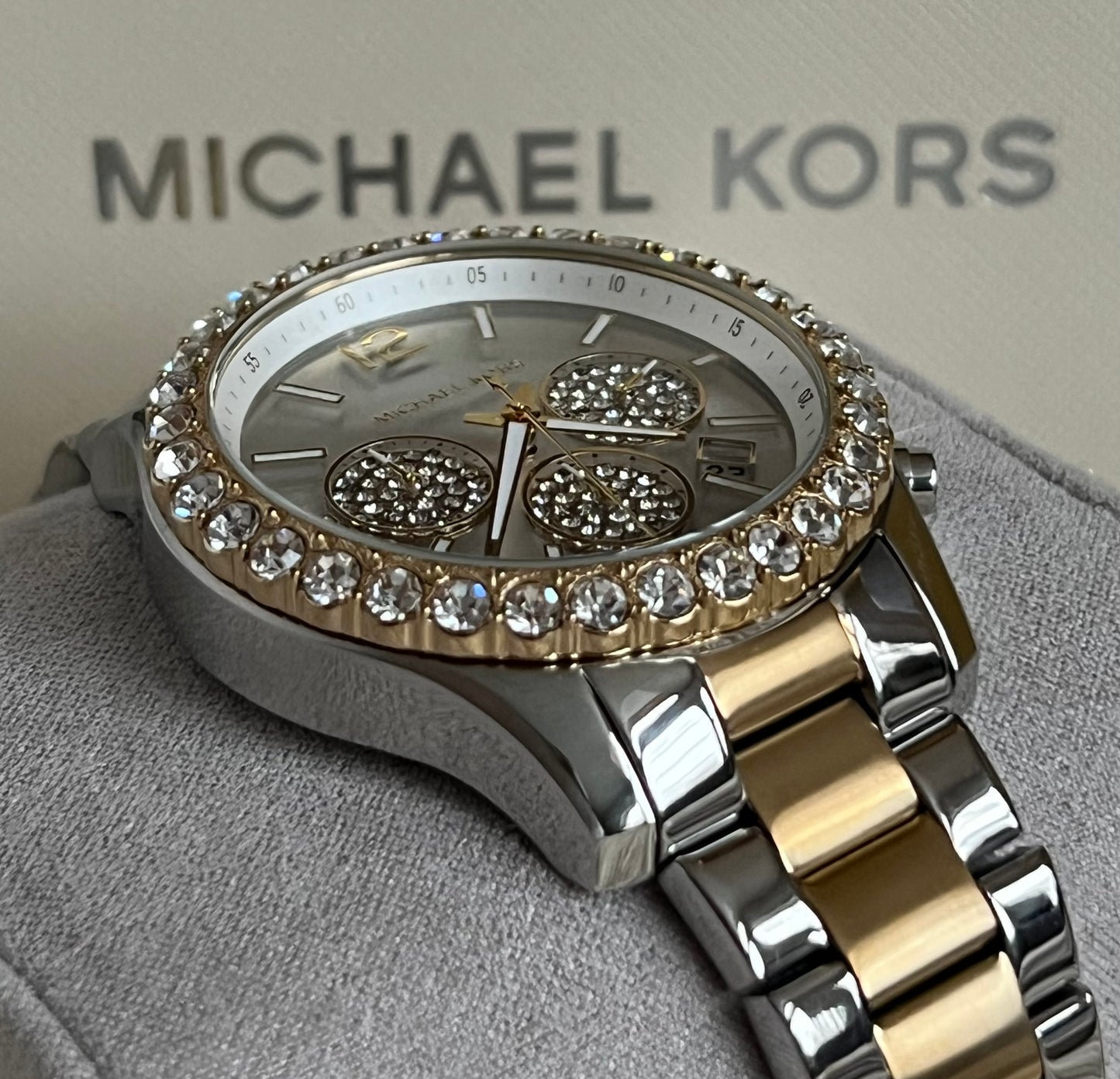 Michael Kors Women’s Berkley Chronograph Silver Dial Two Tone Watch