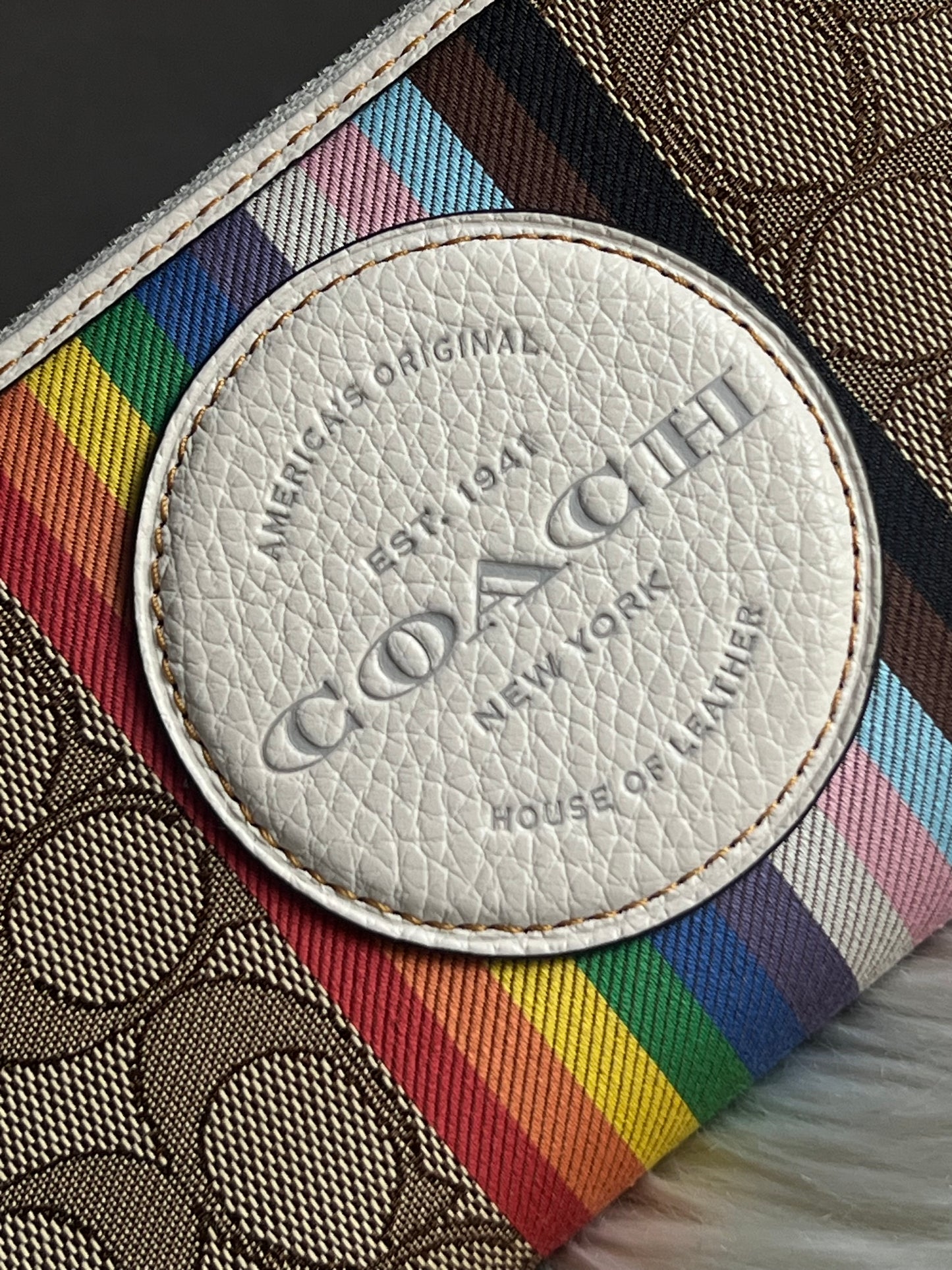 Coach Dempsey Large Phone Wallet in Signature Jacquard Rainbow Stripe