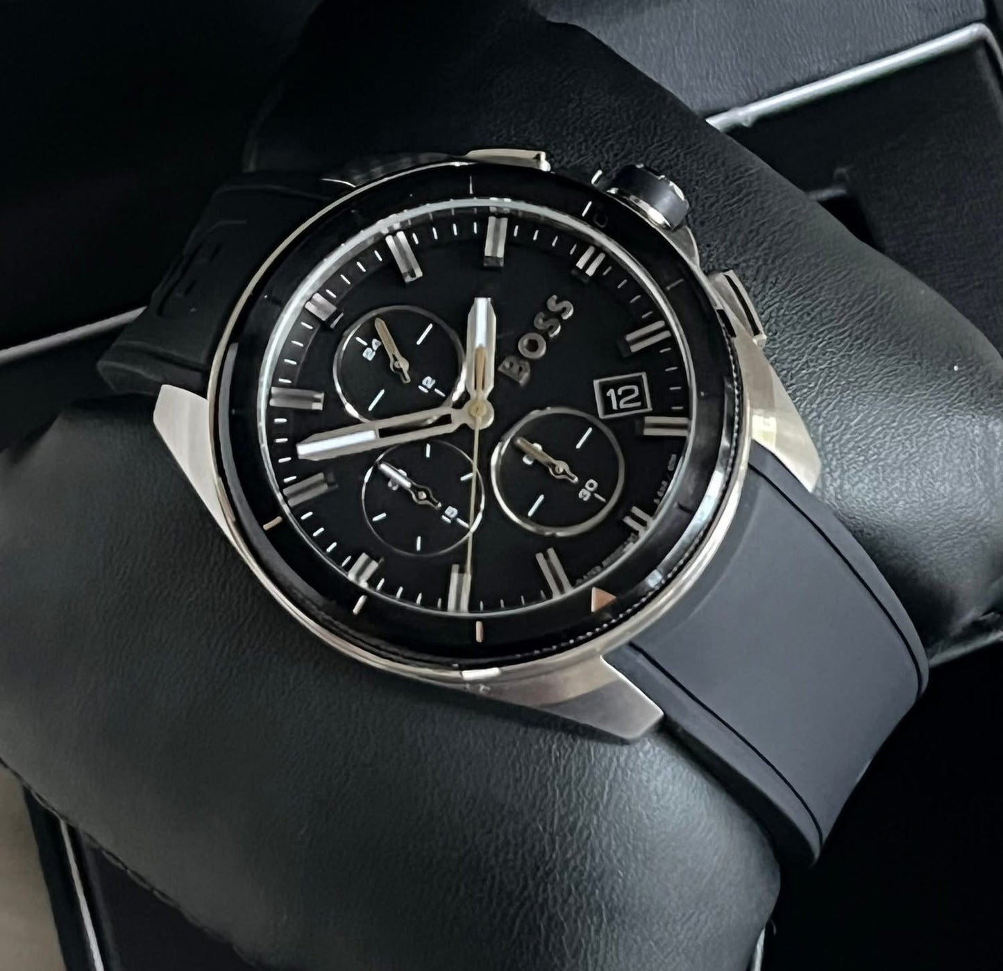 Hugo Boss Men’s Volane Black Silicone Chronograph Watch