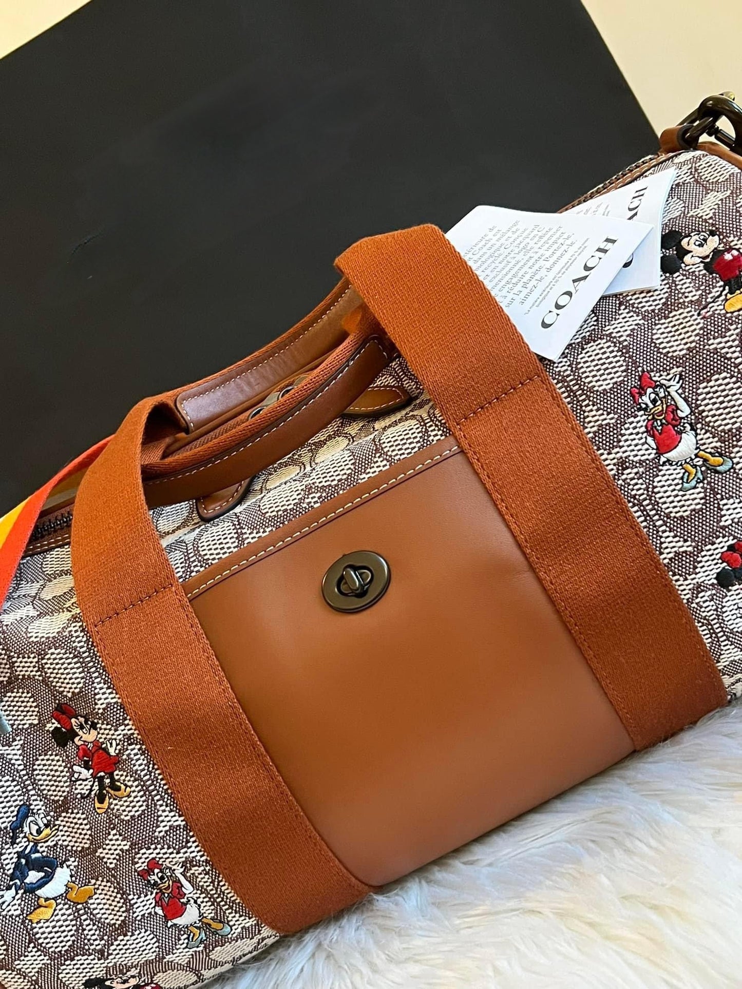 Coach X Disney Duffle In Signature Textile Jacquard With Mickey Mouse And Friends Embroidery