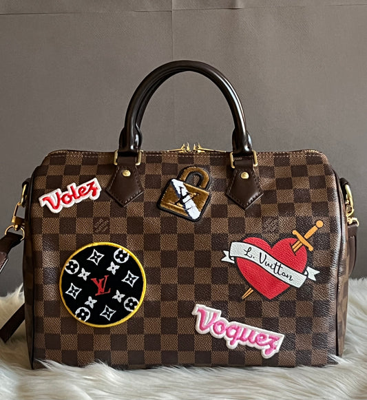 Louis Vuitton Damier Speedy 30 World Tour with Patches