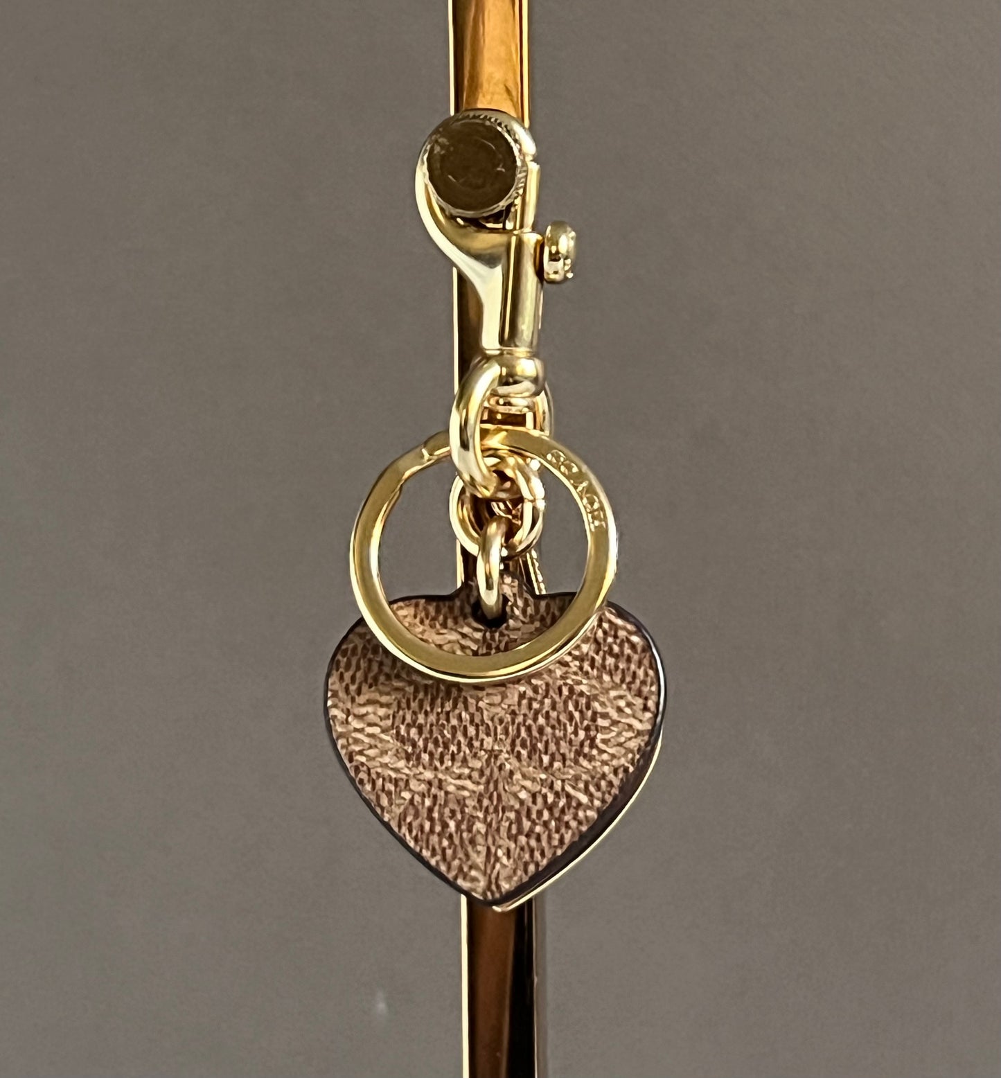 Coach Hearts Key Ring in Signature Canvas