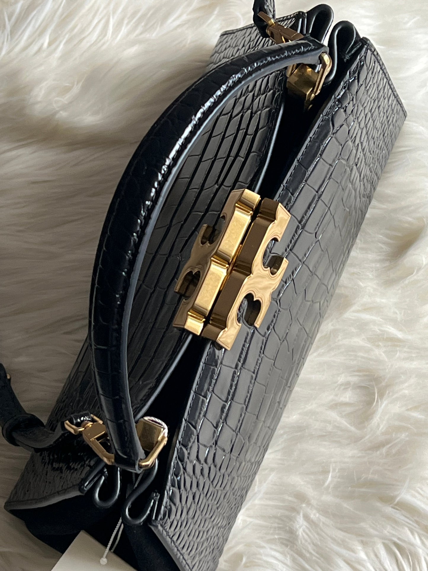 Tory Burch Eleanor Croc Embossed Satchel