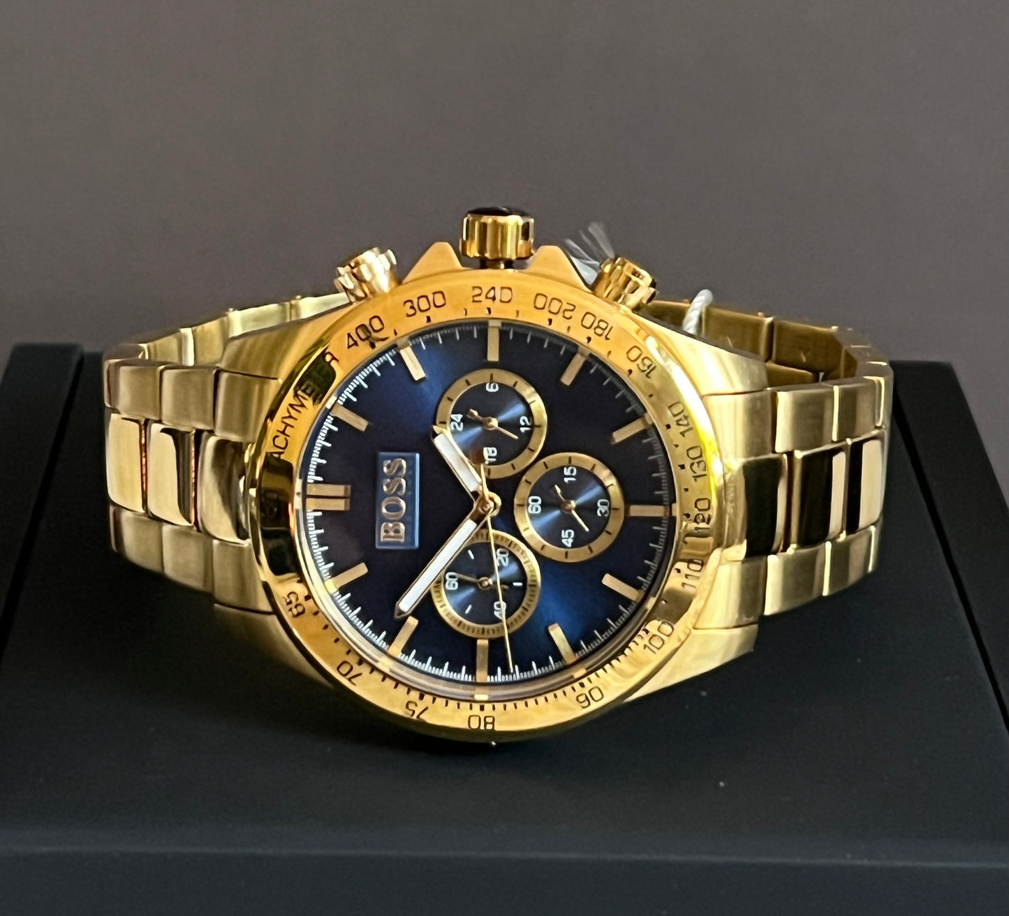 Hugo Boss Men’s Ikon Chronograph Gold-Tone Blue Dial Watch