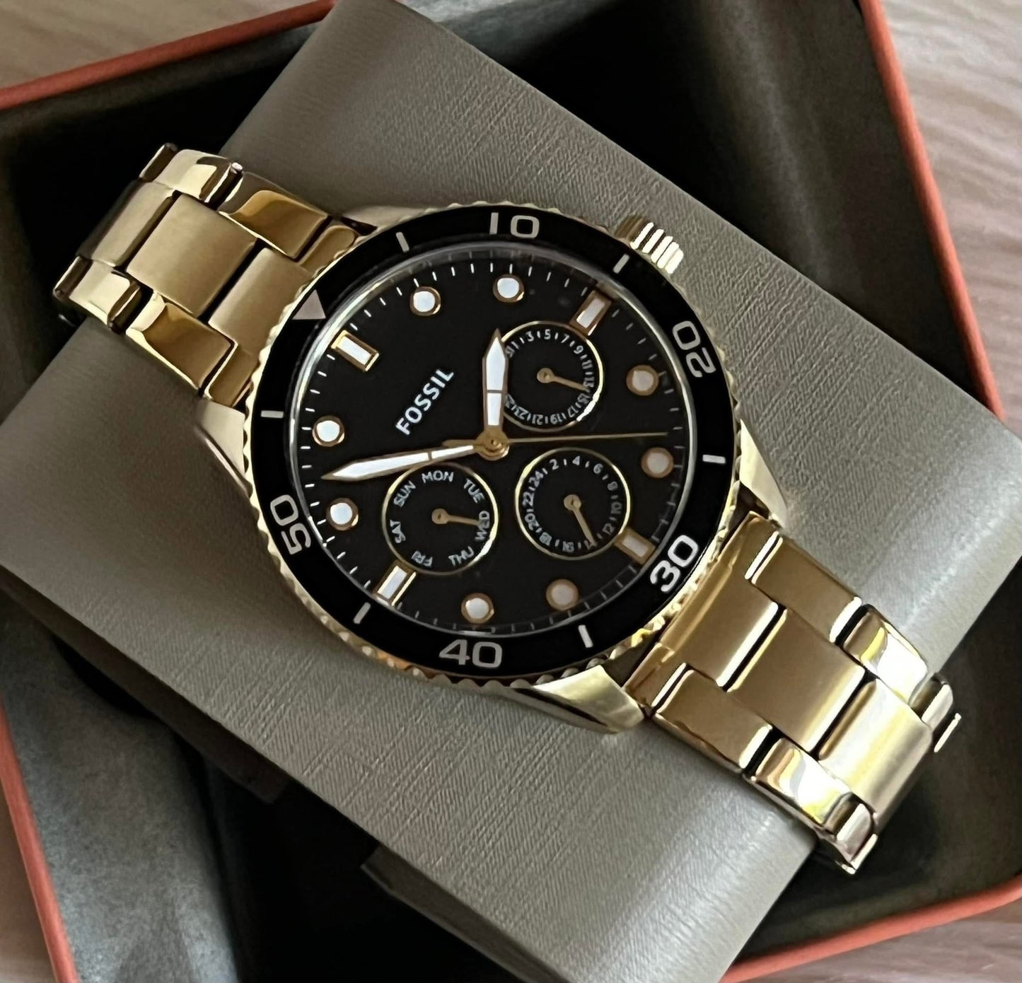 Fossil Women’s Multifunction Gold-Stainless Steel Watch Set