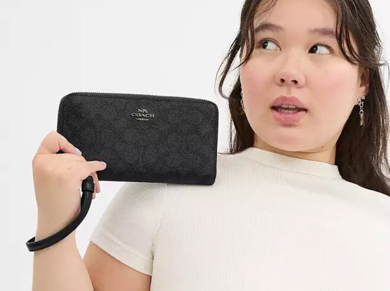 Coach Long Zip Around Wallet In Signature Canvas