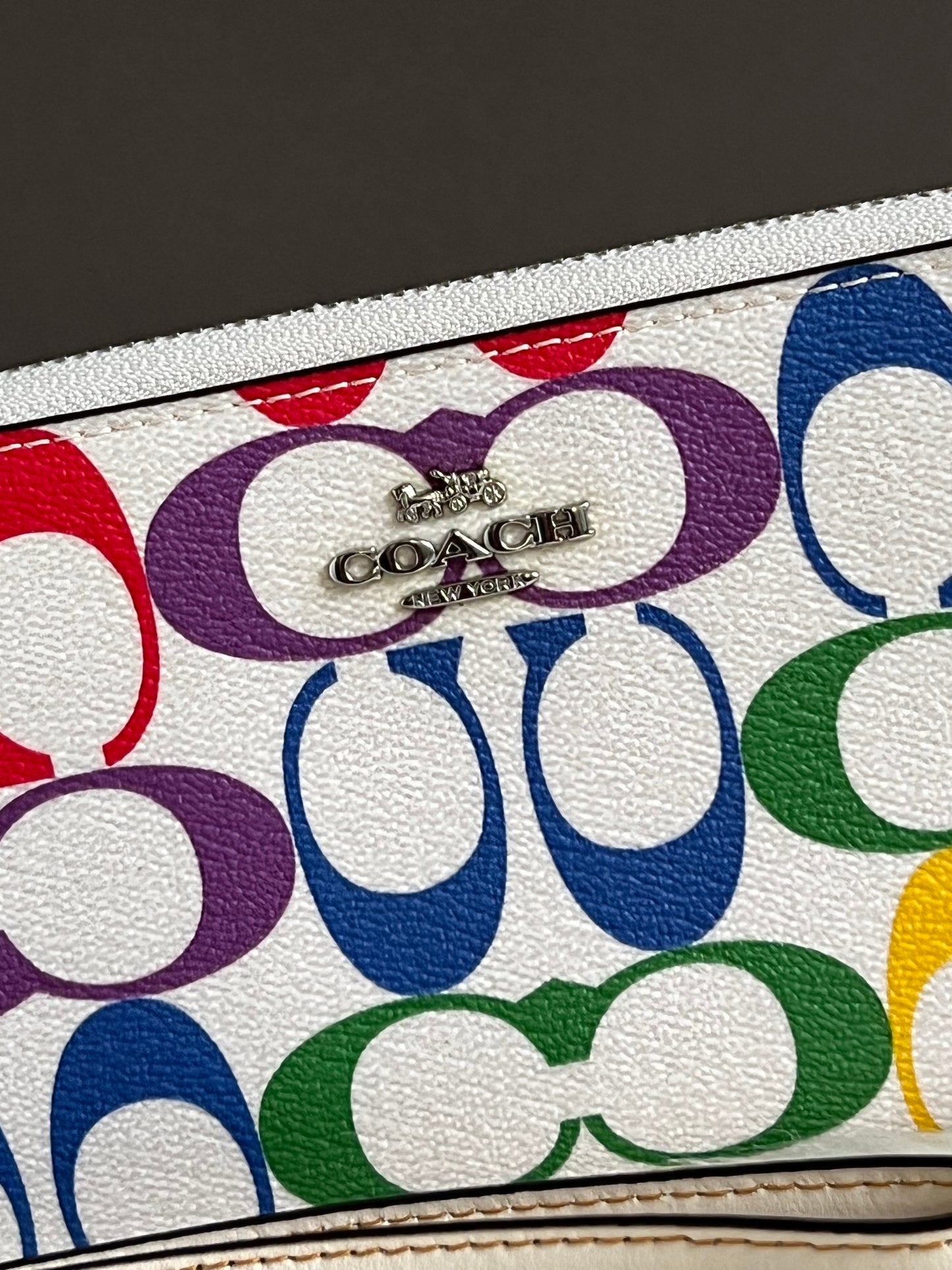 Coach Rainbow Signature Long Zip Around Wallet