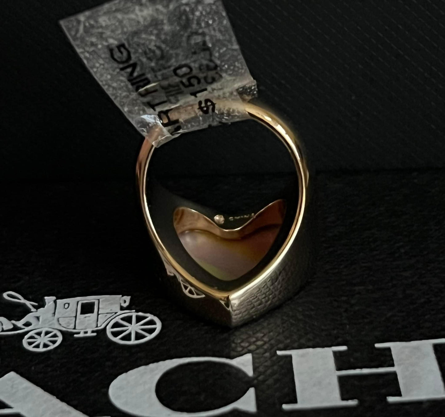 Coach Striped Heart Ring