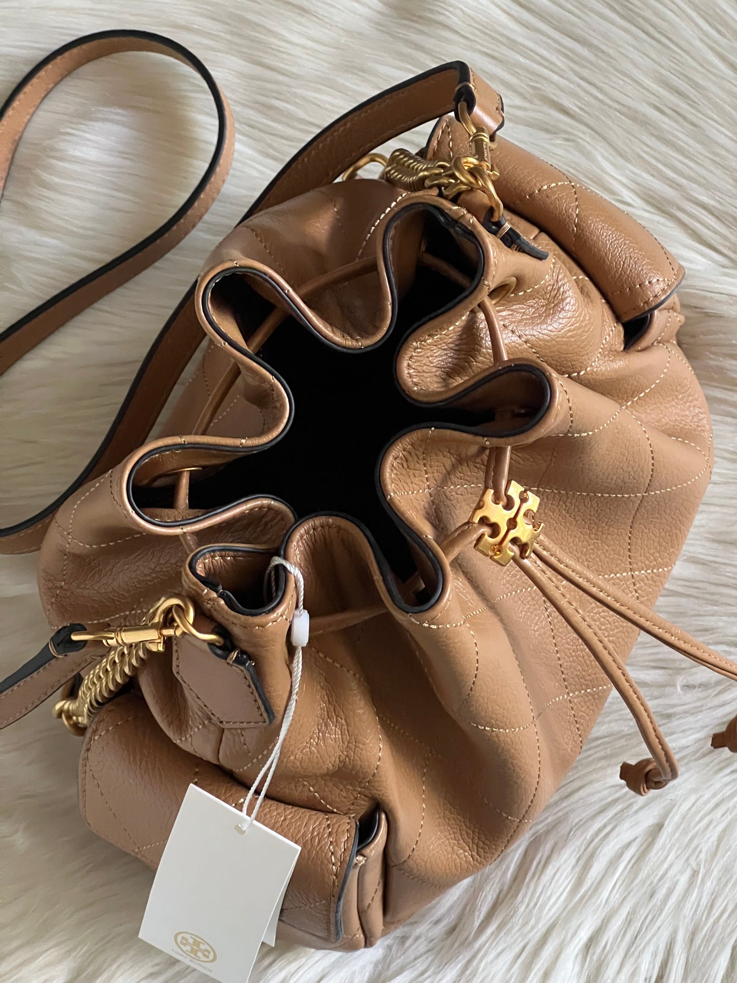 Tory Burch Charlie Quilted Drawstring Shoulder Bag