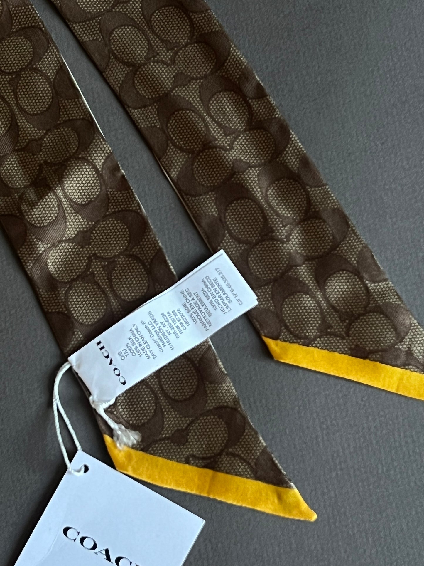 Coach Signature Chick Print Silk Skinny Scarf