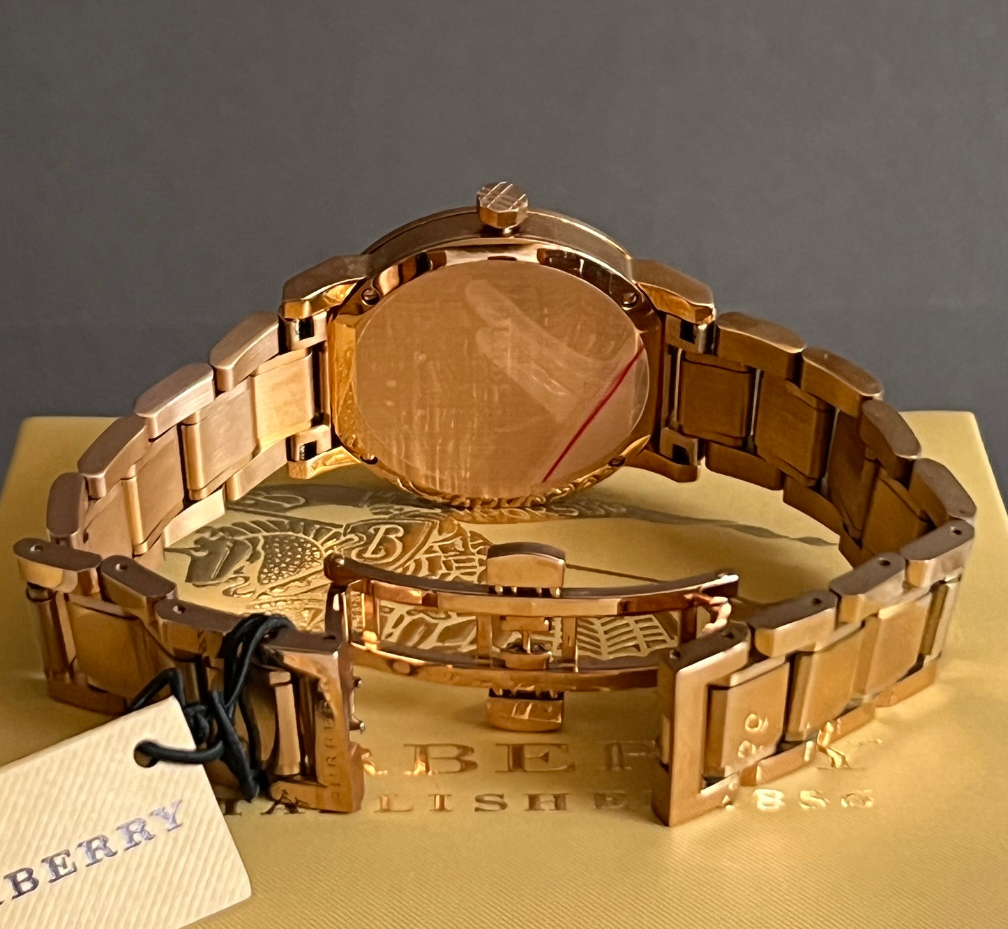 Burberry Women’s The City Large Check Rose Gold-Tone Stainless Steel Watch