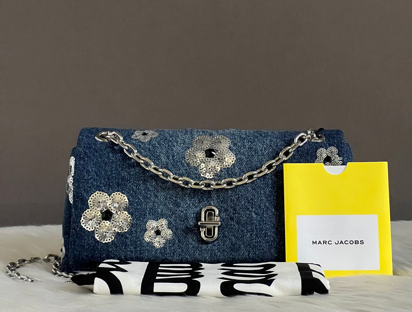 Marc Jacobs The Sequin Daisy Denim Dual Chain Mini Bag