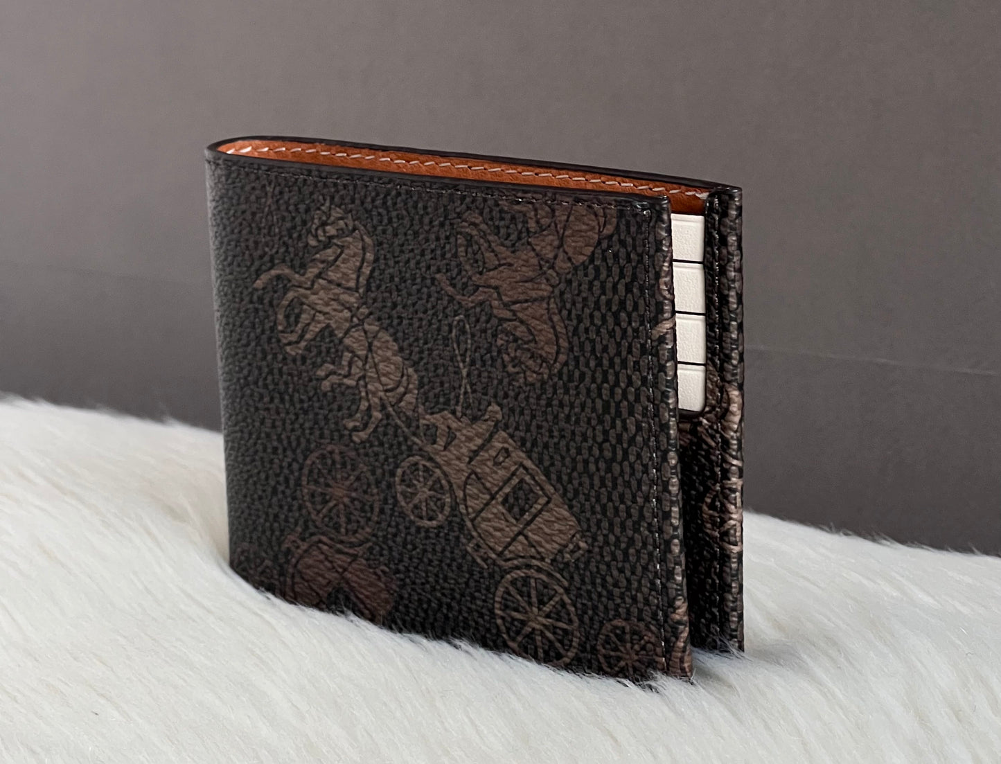 Coach Double Billfold Wallet With Large Horse And Carriage Print